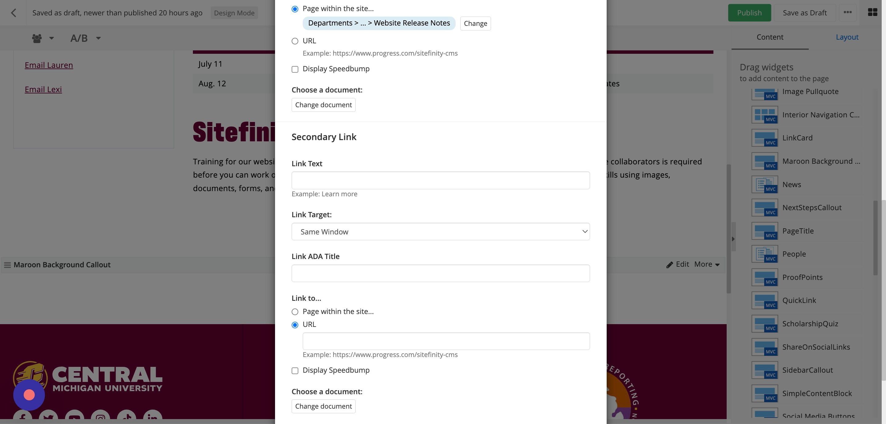 Screenshot of: For the Secondary Link, repeat steps 8-11.