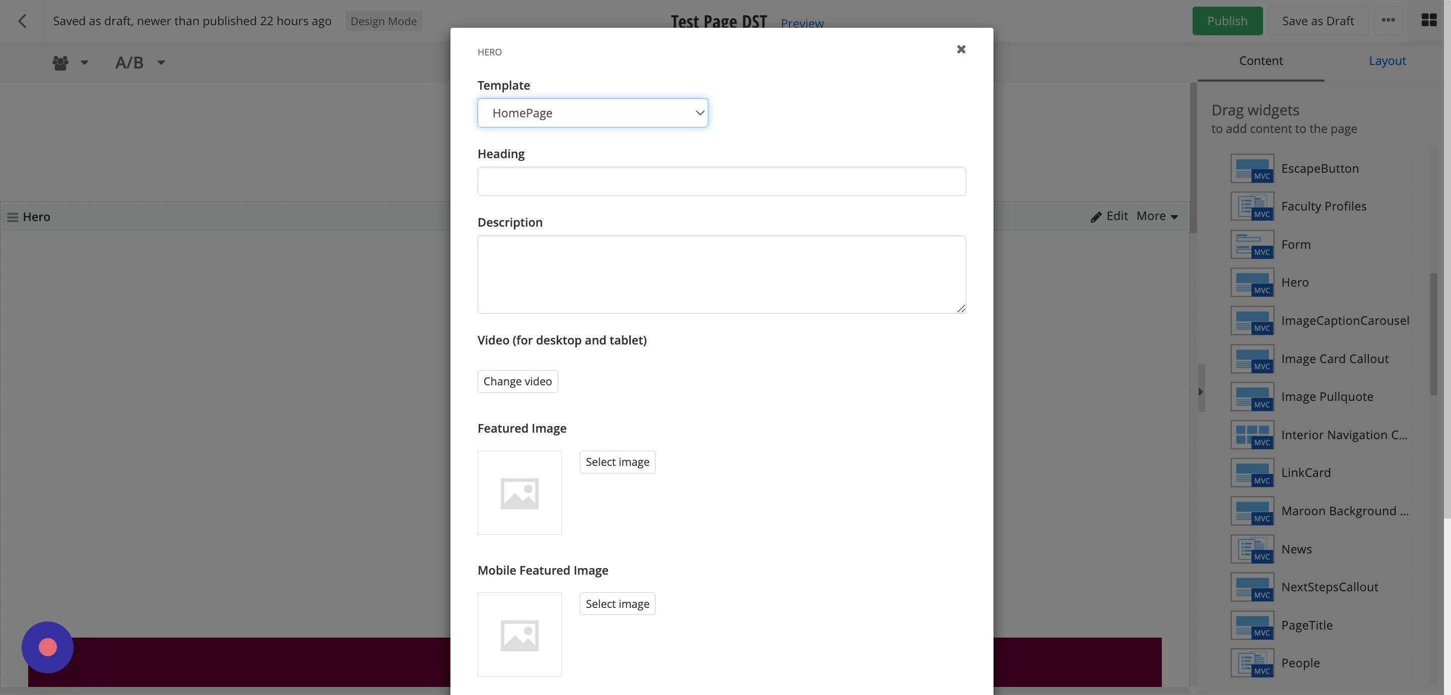 Screenshot of: Add the page title to the 