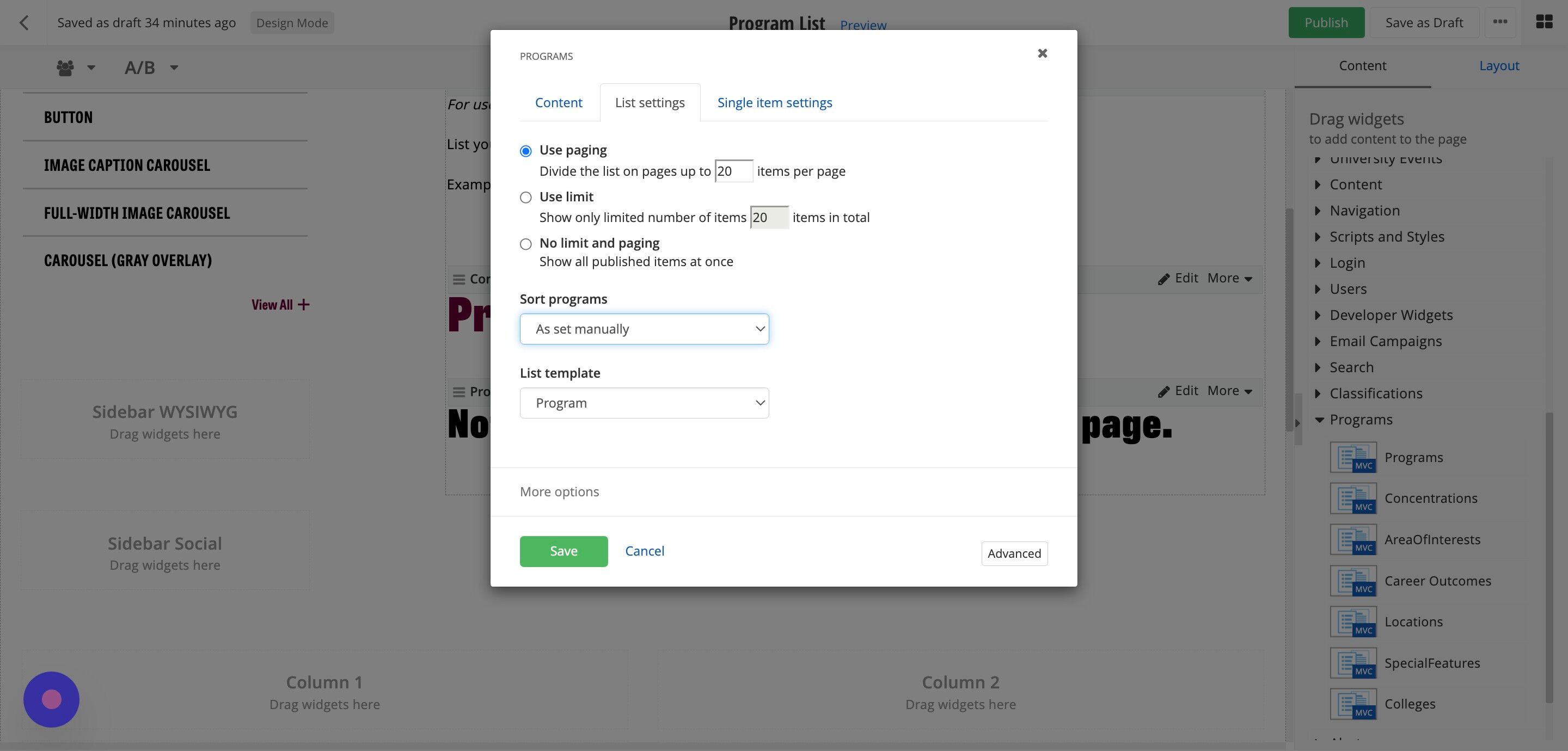 Screenshot of: Change 