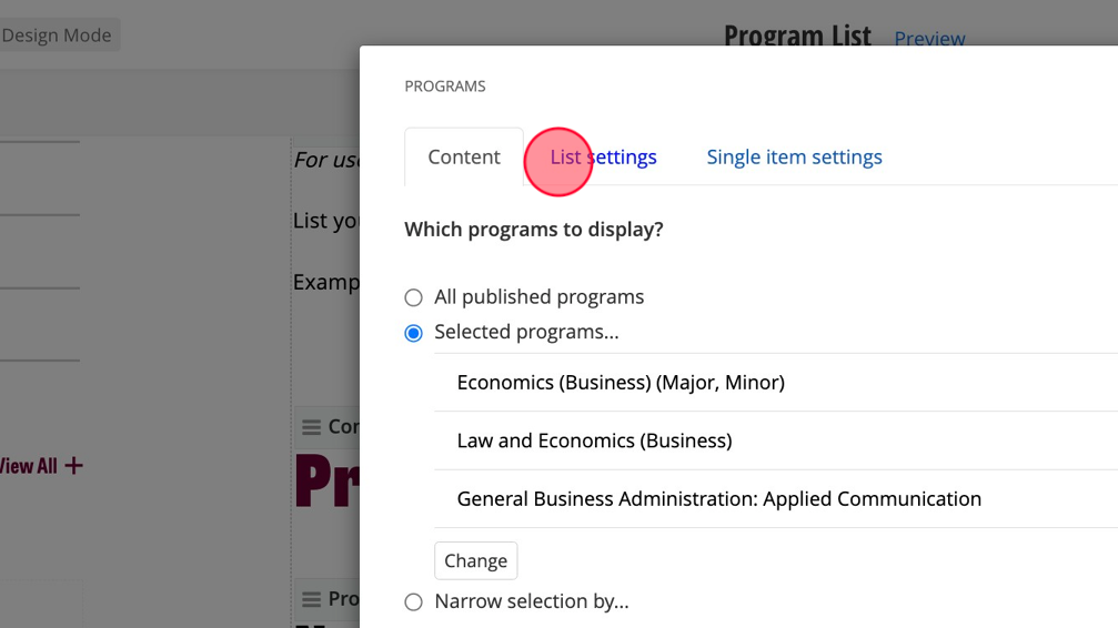Screenshot of: Click