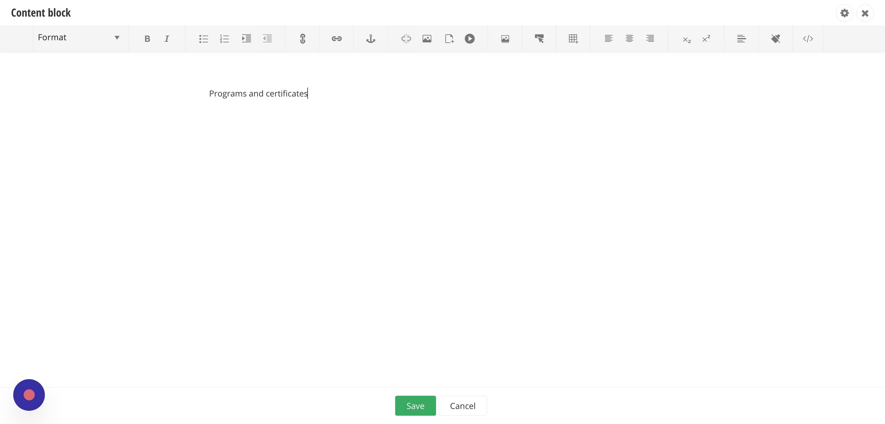 Screenshot of: Type in 