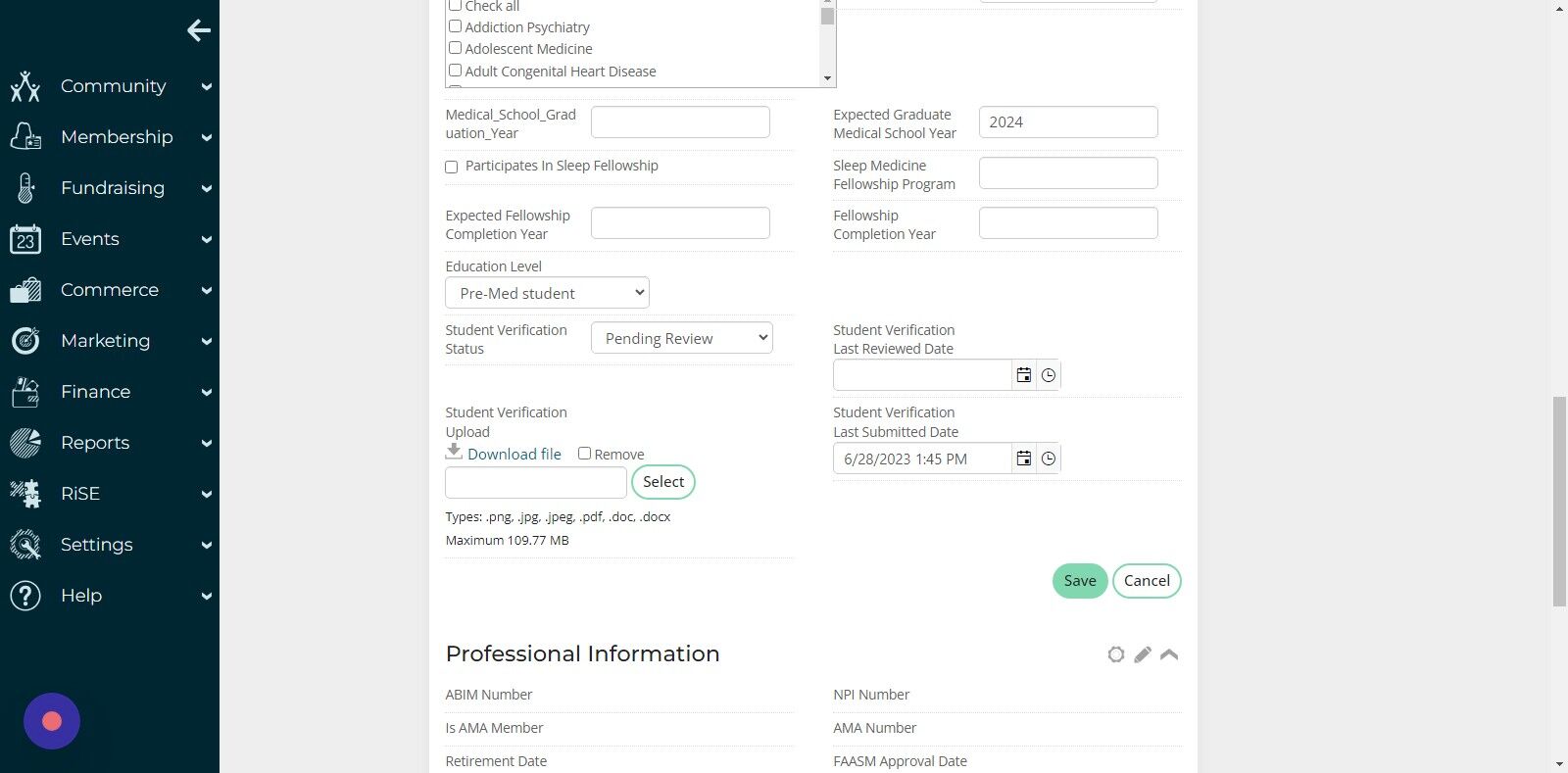 Screenshot of: Set the Student Verification Status to Approved.