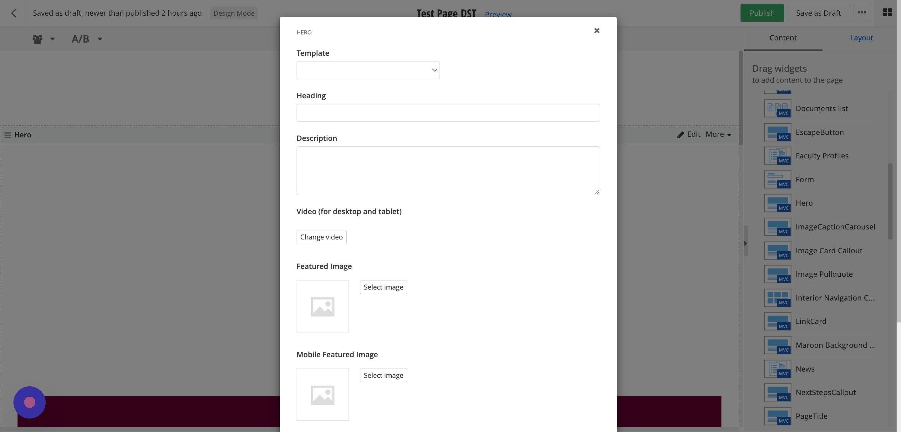 Screenshot of: Make sure Template is set to HomePage.
