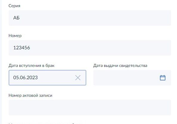 Screenshot of: Укажите дату выдачи свидетельства. 