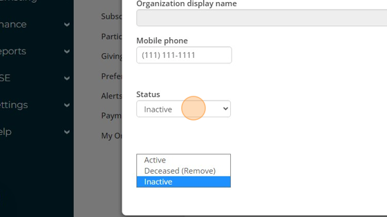 Screenshot of: Set the Status field to Active.