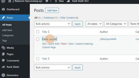 Screenshot of: Click on your template page