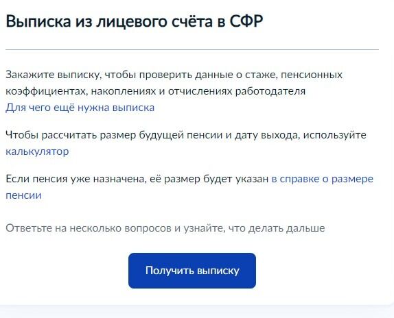 Screenshot of: Нажмите кнопку "Получить выписку".