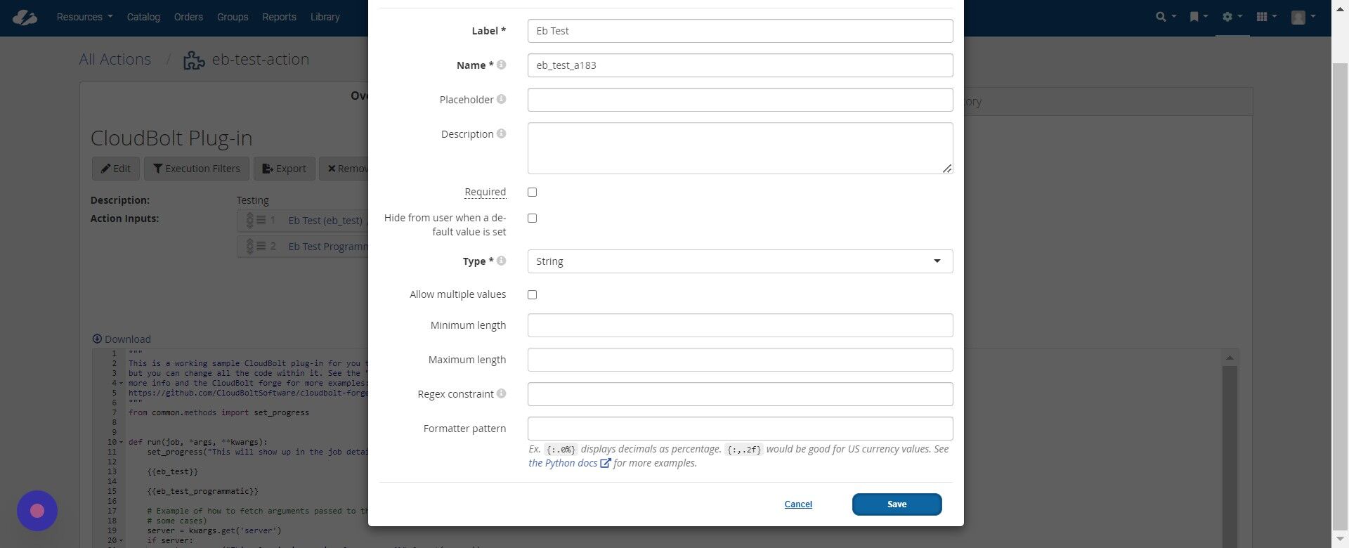 Screenshot of: Save