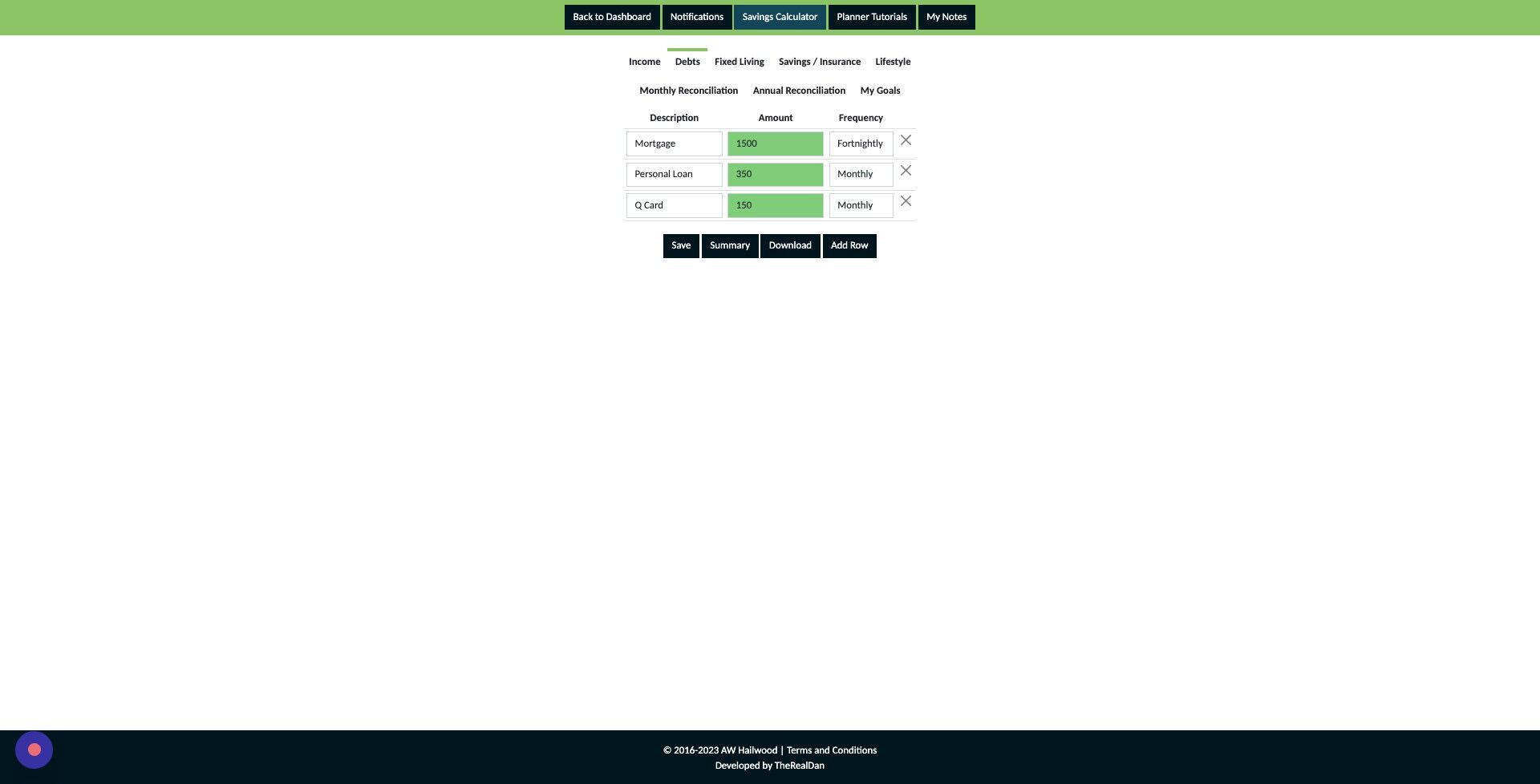 Screenshot of: Click "Savings Calculator"