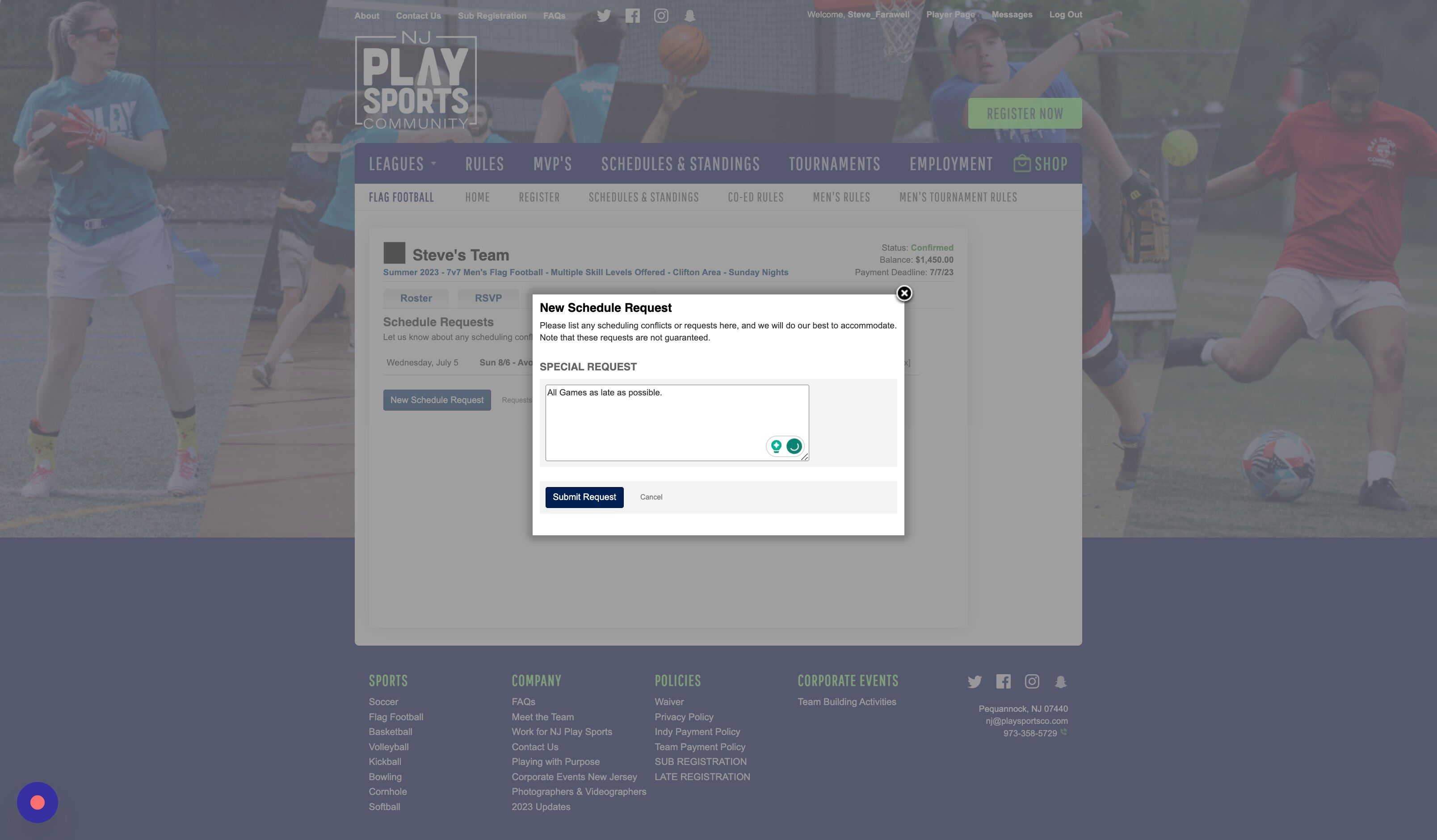 Screenshot of: Click "Submit Request"
