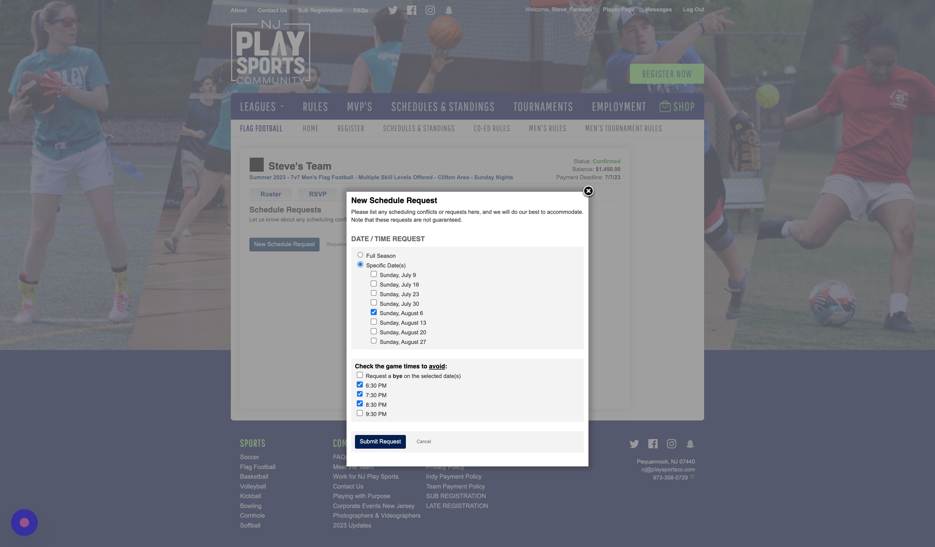 Screenshot of: Click "Submit Request"