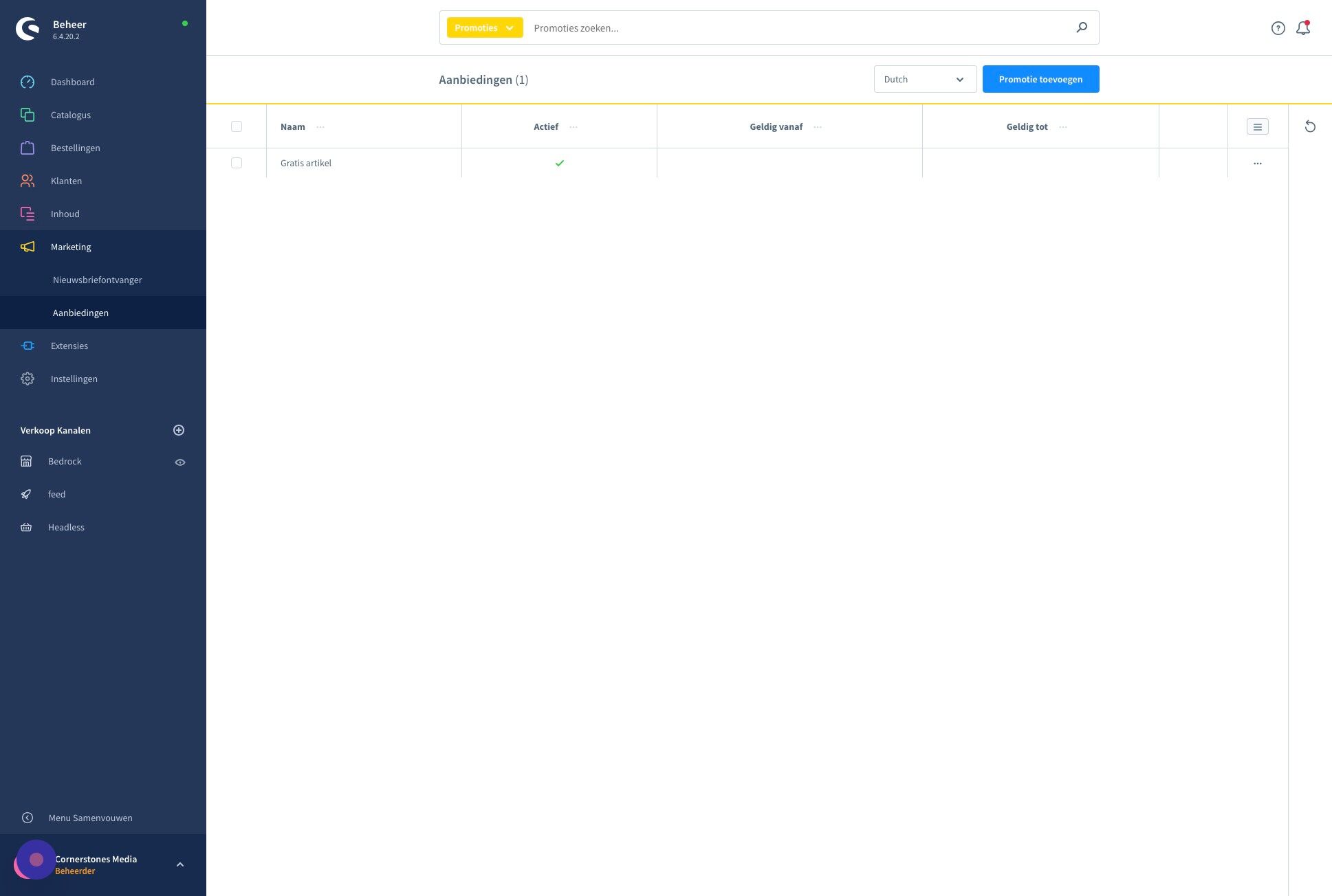 Screenshot of: Klik "Promotie toevoegen"