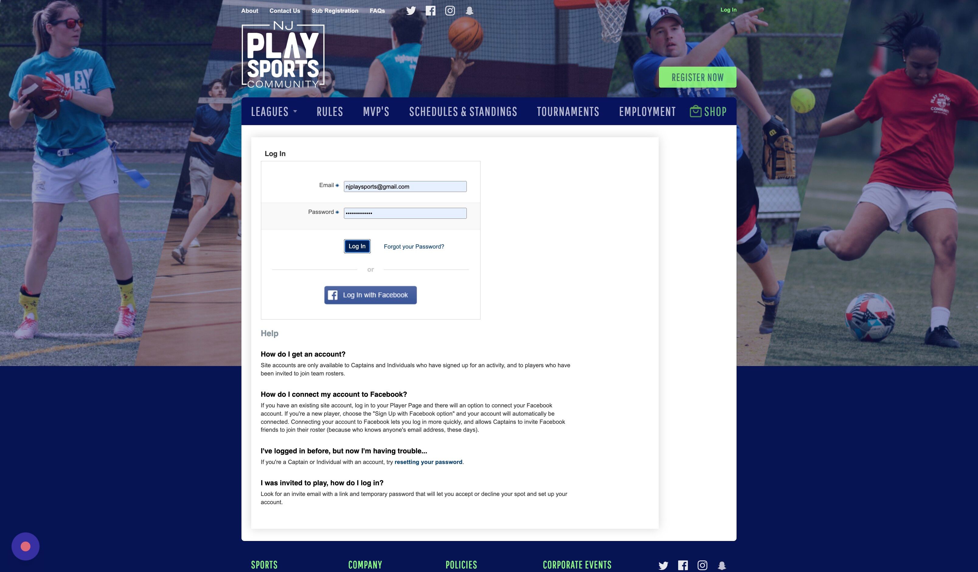 Screenshot of: Enter Login credentials and click the "Log In" Button. 