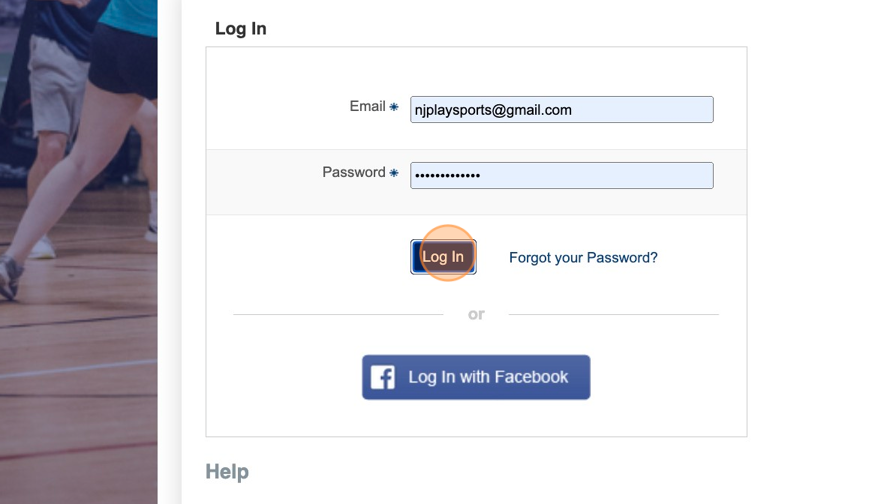 Screenshot of: Enter Login credentials and click the "Log In" Button. 