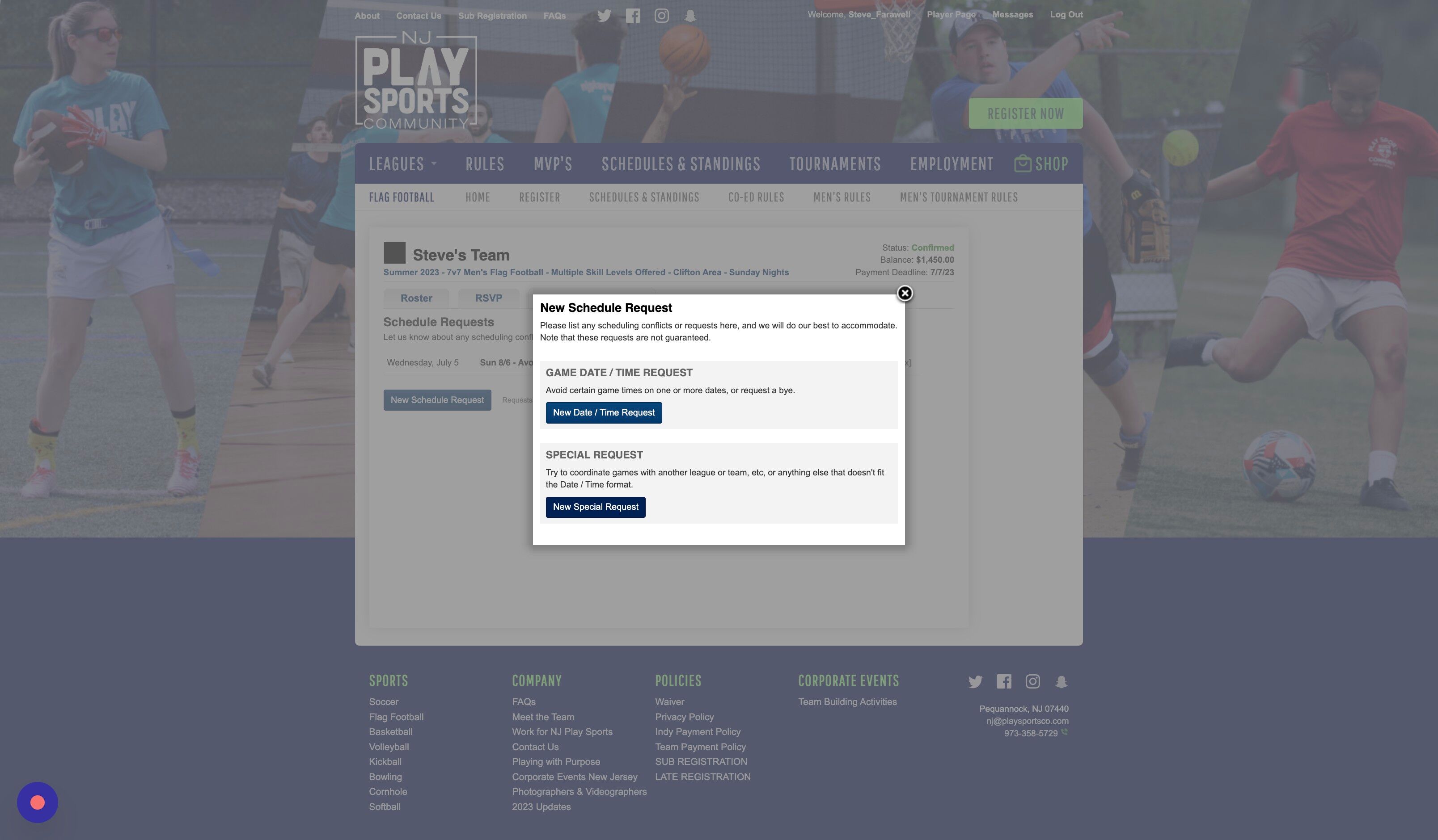 Screenshot of: Click "New Special Request"