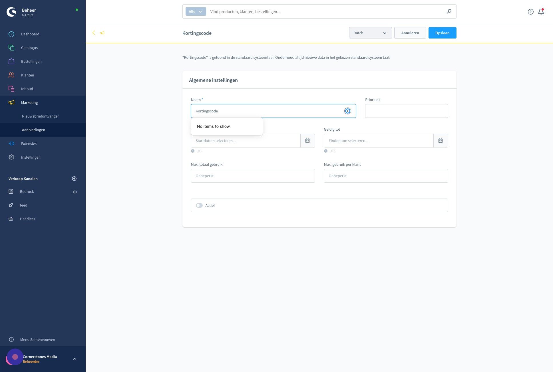 Screenshot of: Geef eventueel een prioriteit (standaard 1)
