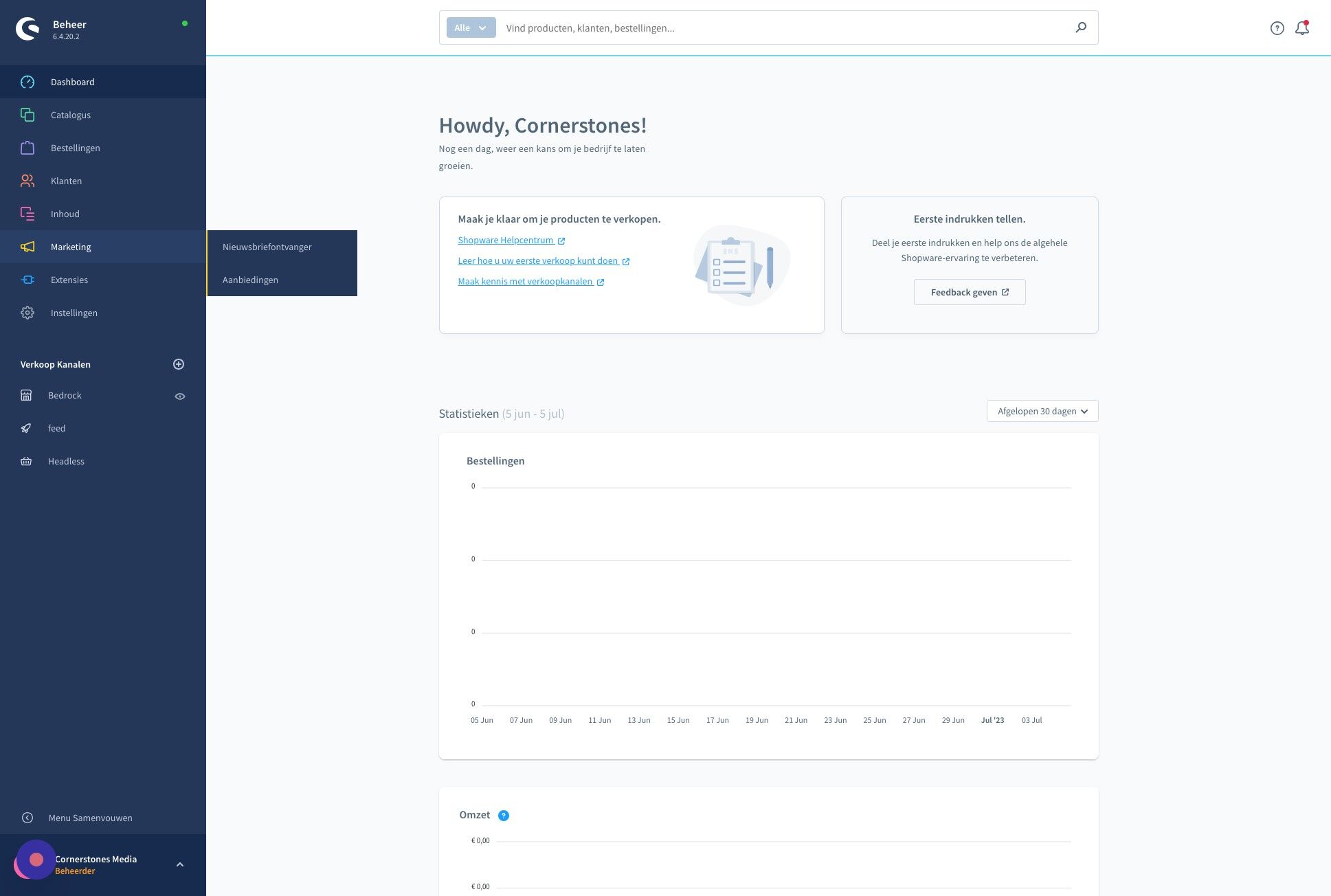 Screenshot of: Klik "Marketing"