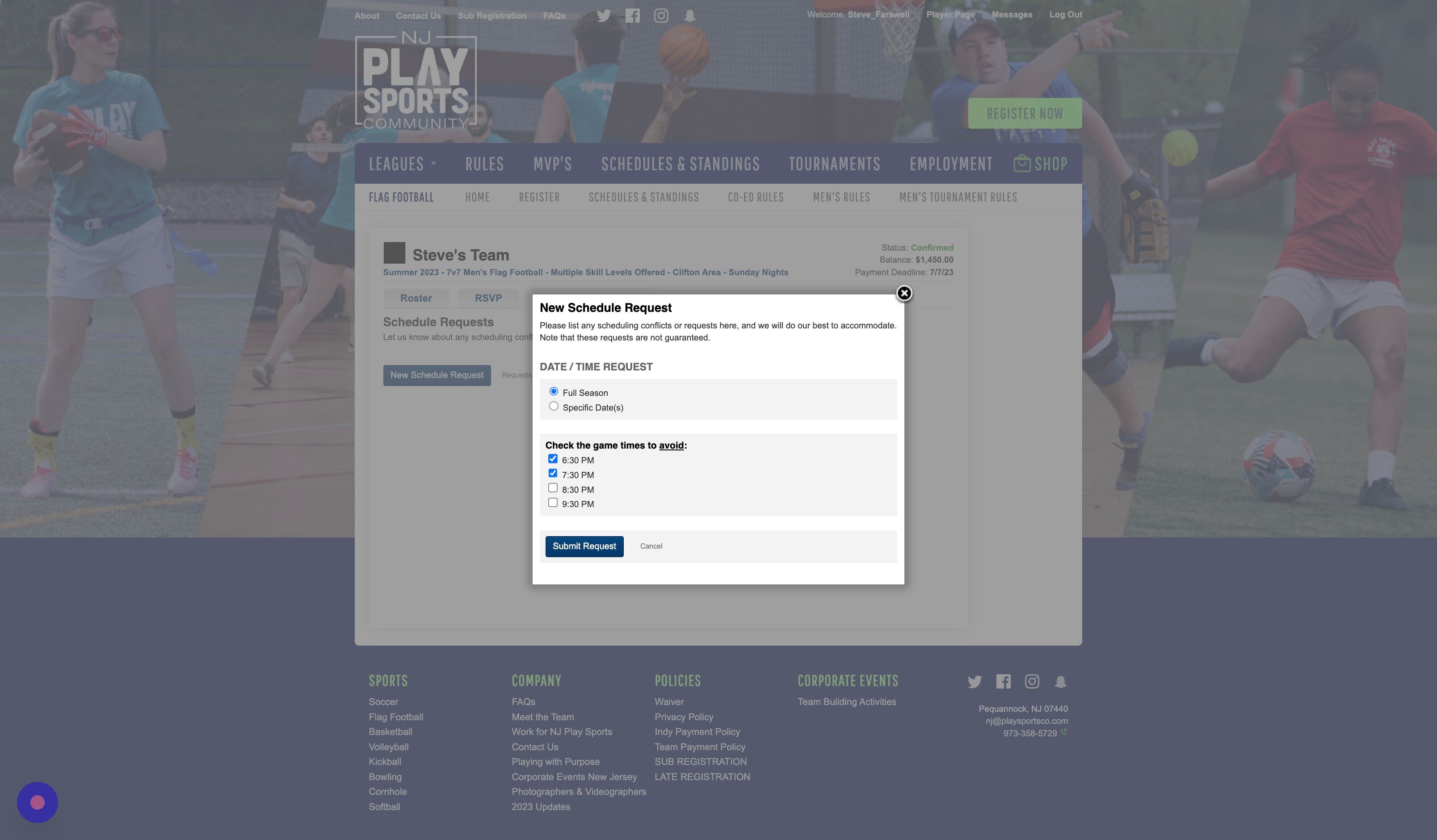Screenshot of: Alternatively, you can specify specific dates where you'd like to avoid certain times. Click "Specific Date(s)"