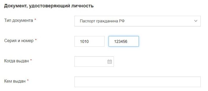 Screenshot of: Укажите, когда выдан документ. 