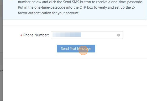 Screenshot of: Type your phone number and click "Send Text Message".