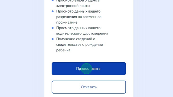 Screenshot of: Нажмите кнопку "Предоставить". 