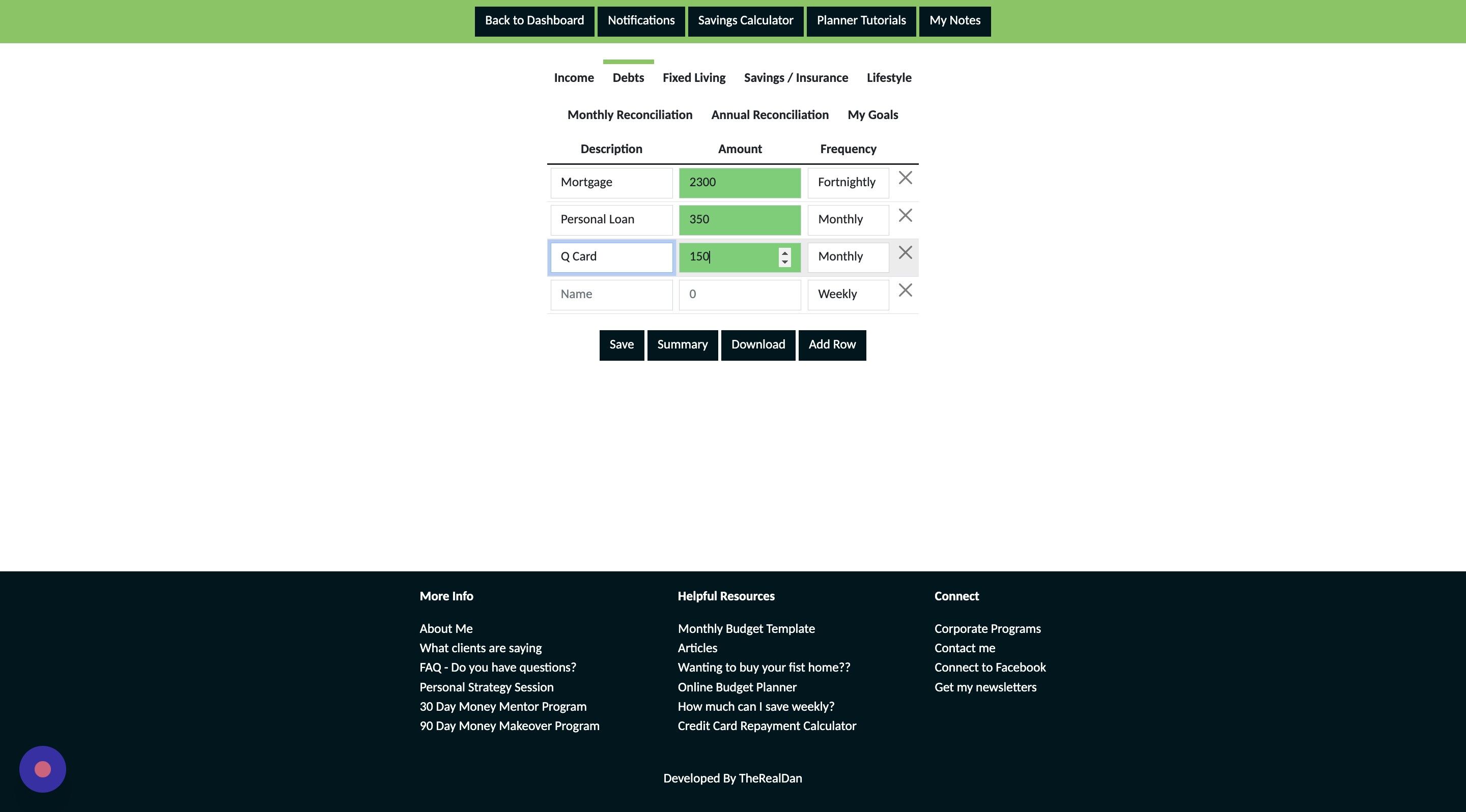 Screenshot of: Are you making regular payments to credit or store cards that are in excess of your minimum payment?
If you reduced the amount to your minimum payment, would this balance your plan?