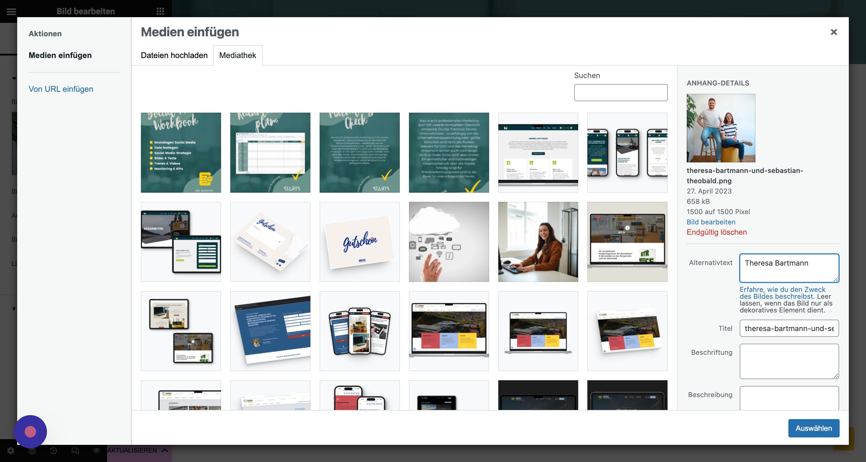 Screenshot of: Trage dort ein, was auf dem Bild zu sehen ist. Ggf. kannst Du dort auch Keywords einbauen, wenn es passt.