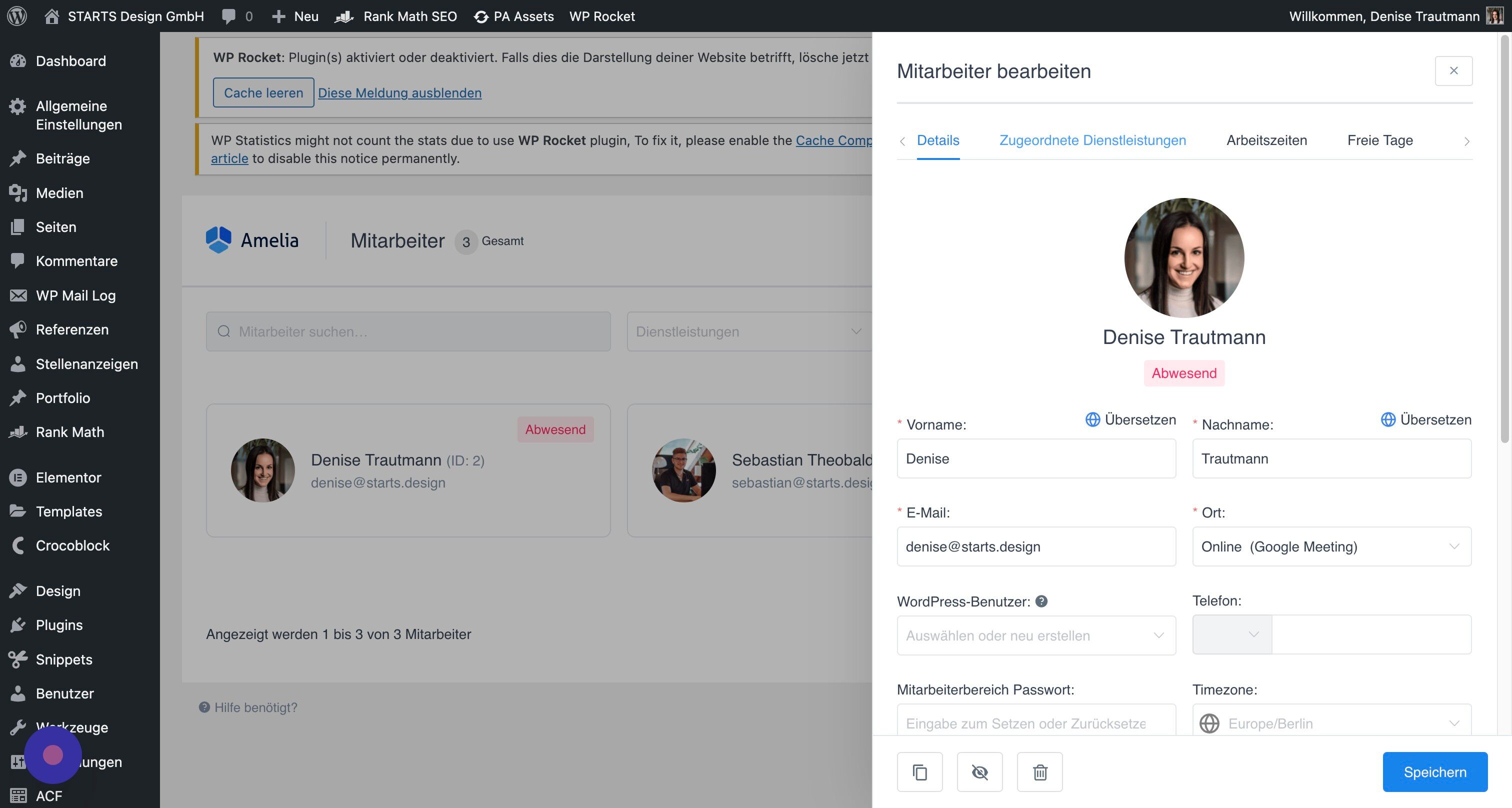 Screenshot of: Über "Zugeordnete Dienstleistungen" kannst Du Dir die Termine zuweisen, für die Du verfügbar sein möchtest.