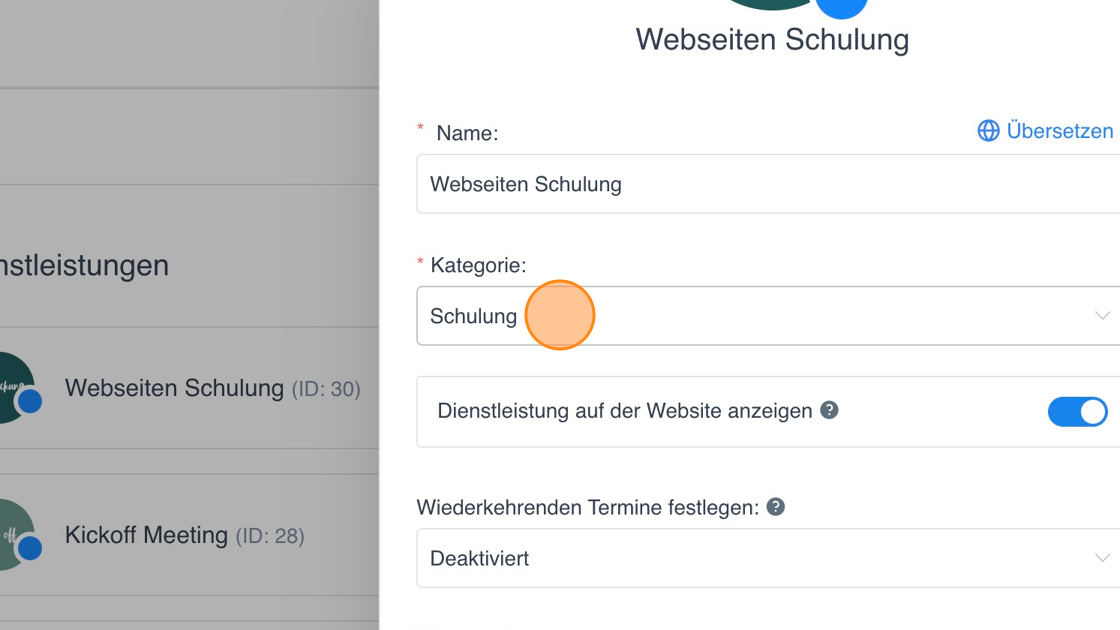 Screenshot of: Hier kannst du zunächst die allgemeinen Einstellungen des Termins ändern.