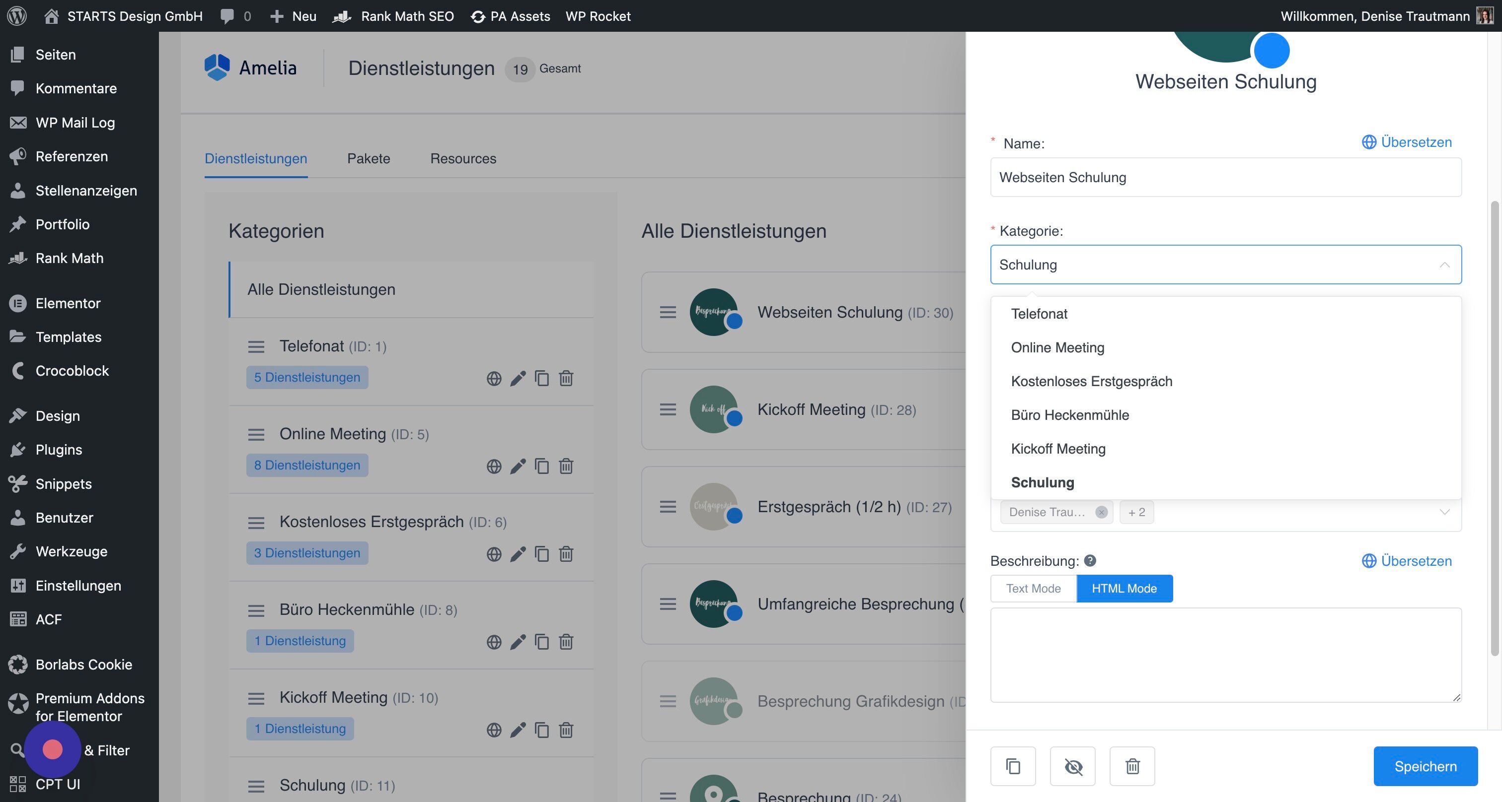 Screenshot of: Wichtig: Ein Termin muss immer einer Kategorie zugewiesen sein.