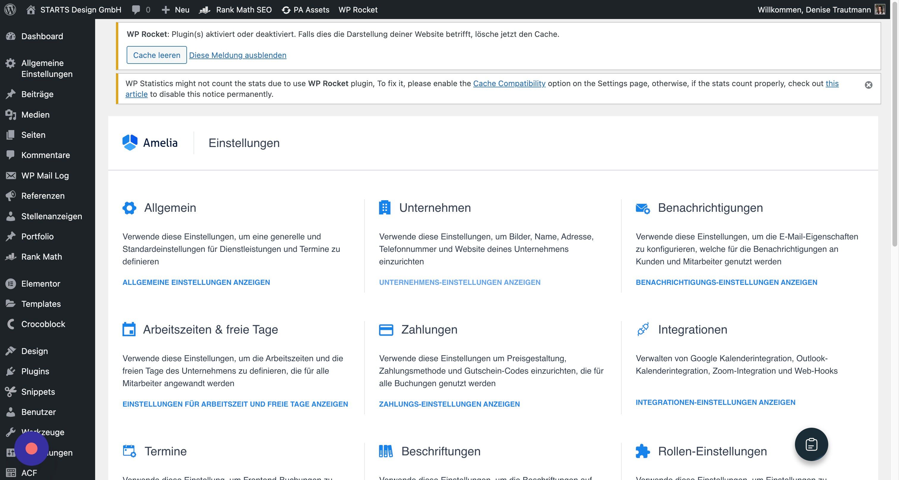 Screenshot of: Außerdem findest Du im Bereich der Einstellungen die allgemeinen Unternehmensinformationen.