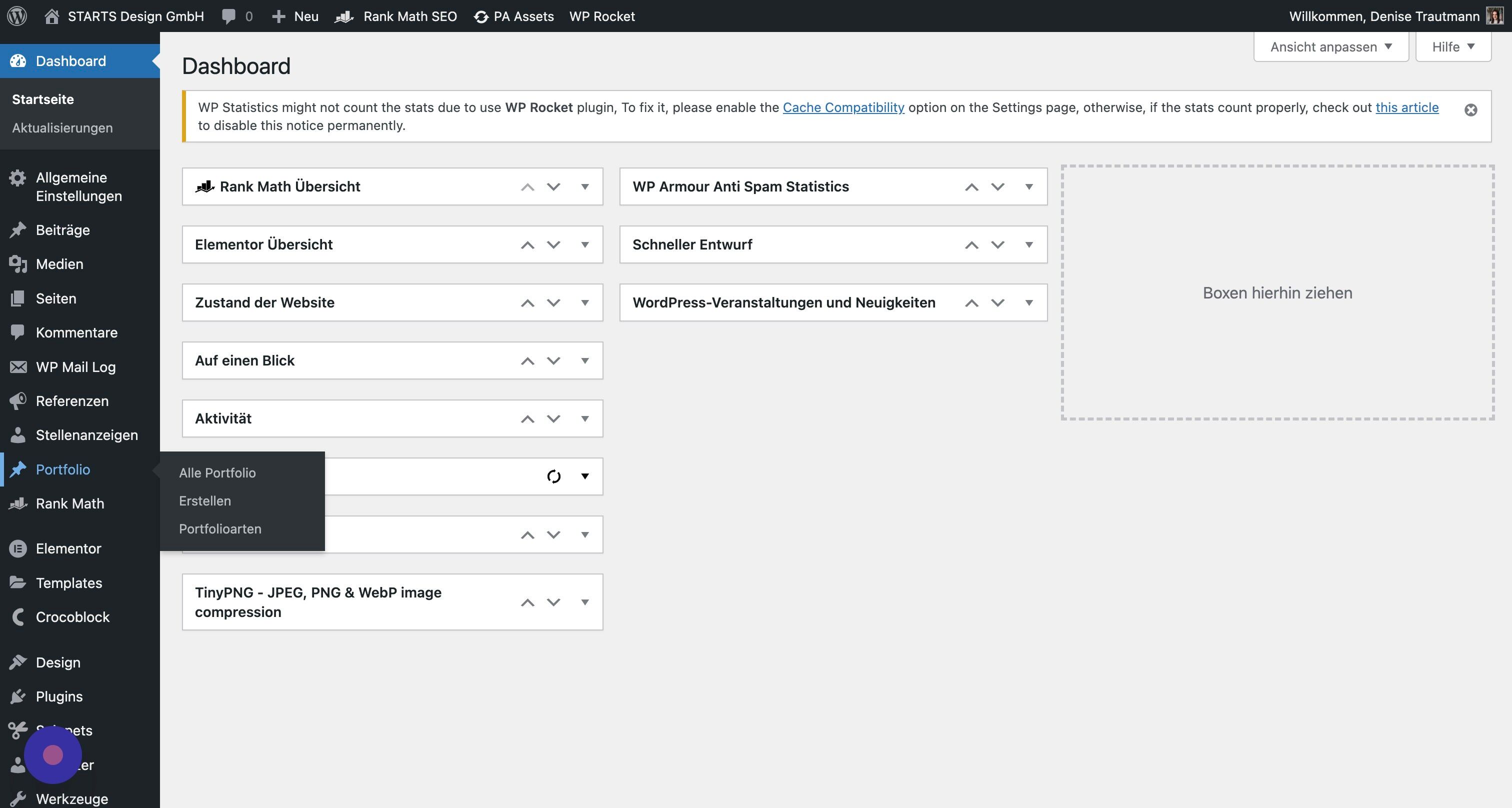 Screenshot of: Klicke auf den dynamischen Bereich Deiner Webseite, bspw. "Portfolio", "Leistungen", "Jobs", "Stellenanzeigen", etc.