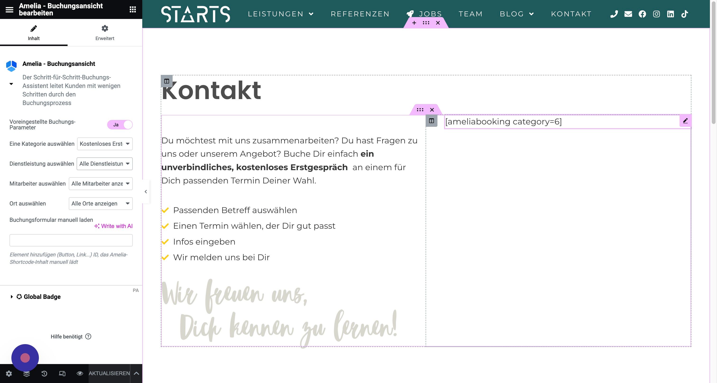 Screenshot of: Möchtest Du für verschiedene Termine verschiedene Buchungsformulare, kannst Du den Shortcode auch einfach duplizieren und eine andere Terminart auswählen. 