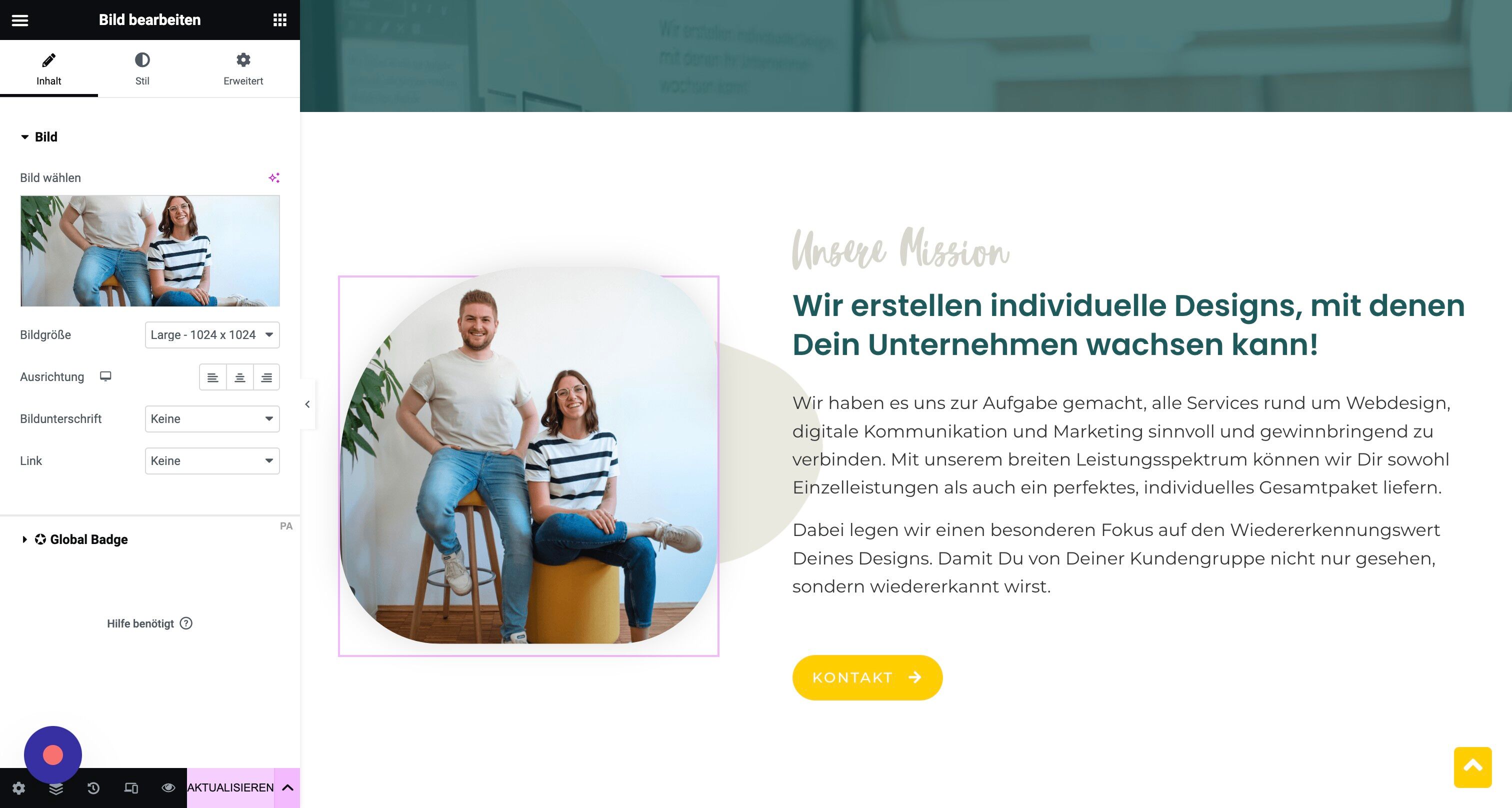 Screenshot of: Am Ende immer auf "AKTUALISIEREN" klicken.
