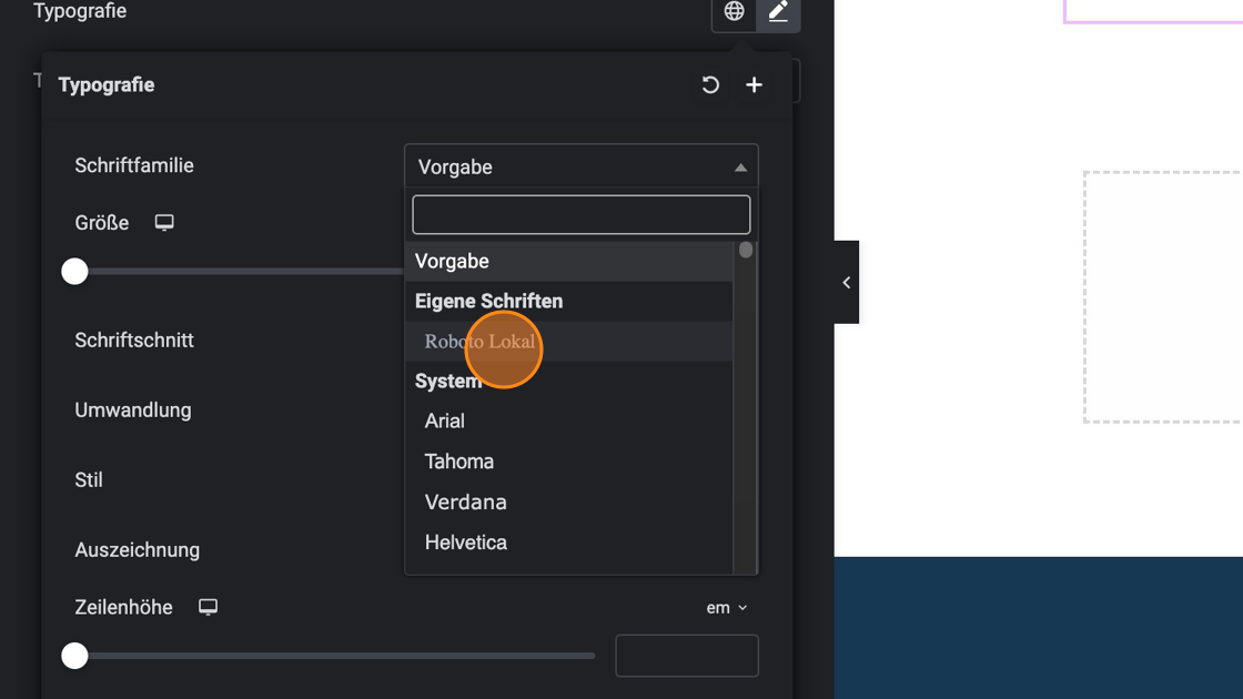 Screenshot of: Hier solltest du jetzt deine benutzerdefinierte Schrift finden und benutzen können. Alle benutzerdefinierten Schriften findest du unter der Kategorie "Eigene Schriften"