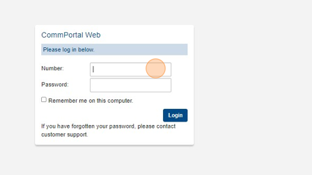 Screenshot of: Login with your number and password. 