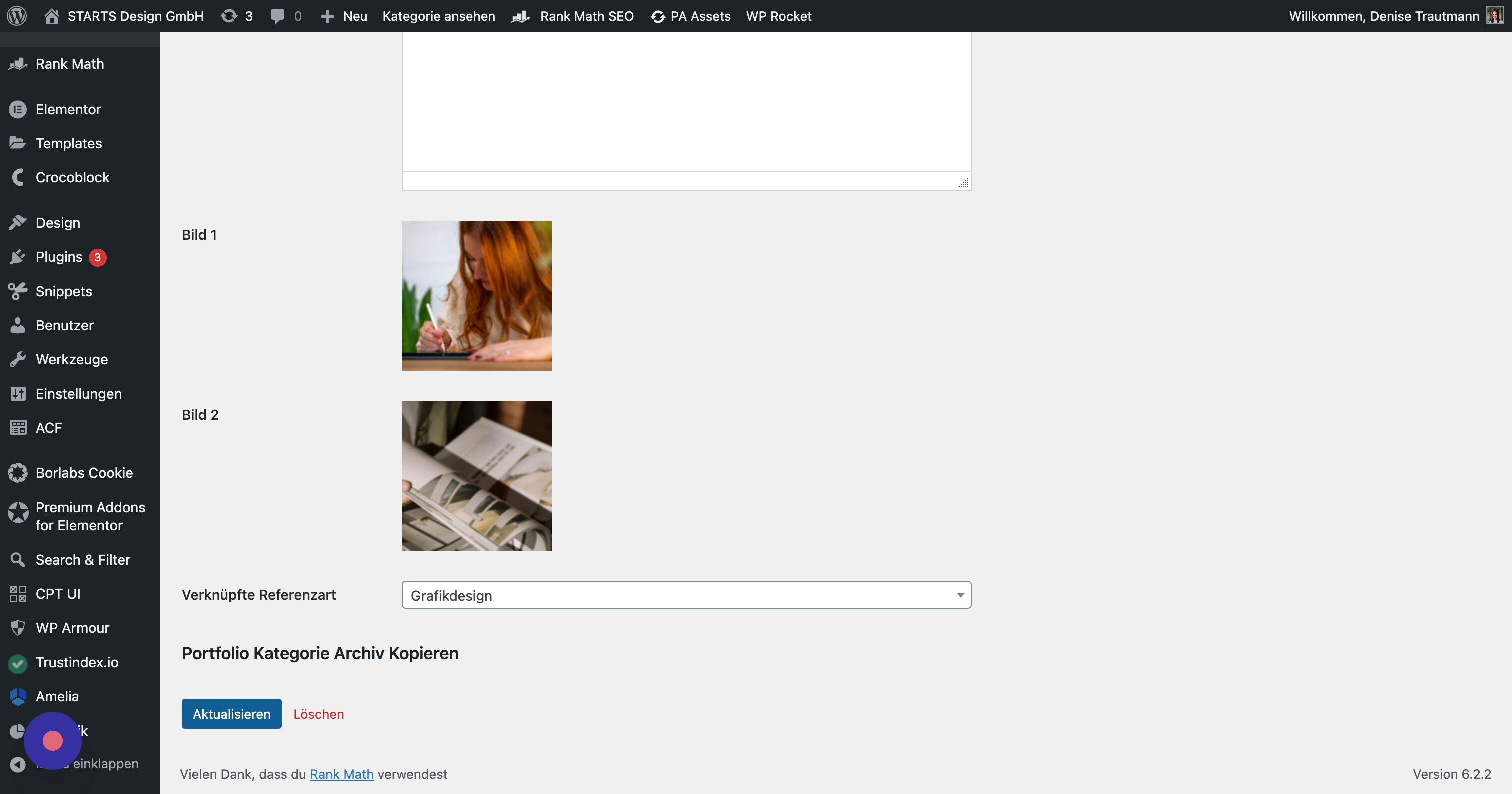 Screenshot of: Am Ende klickst Du ganz unten auf "Aktualisieren".