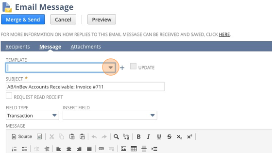 Screenshot of: Choose the correct email template.