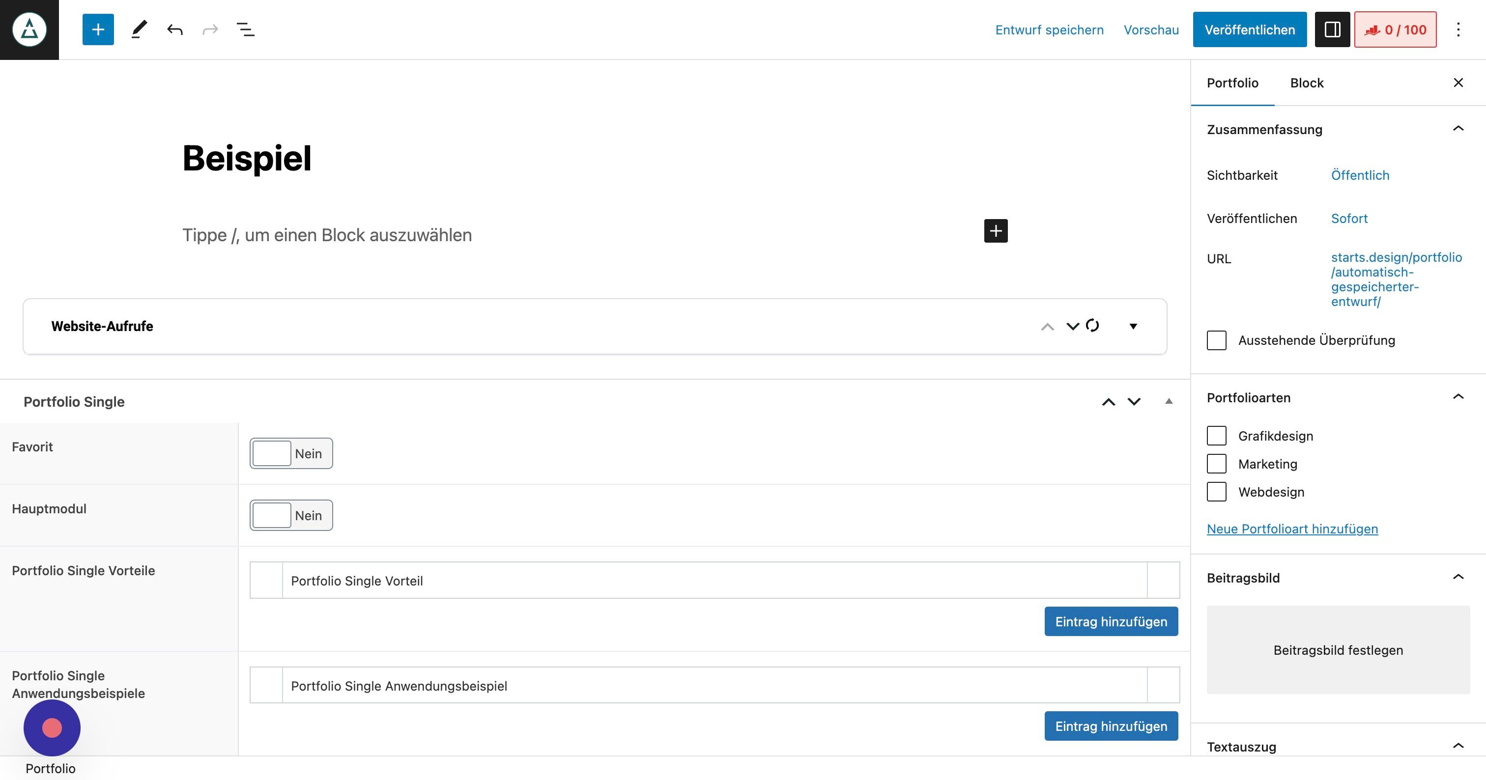 Screenshot of: Fülle anschließend alle übrigen Felder aus.