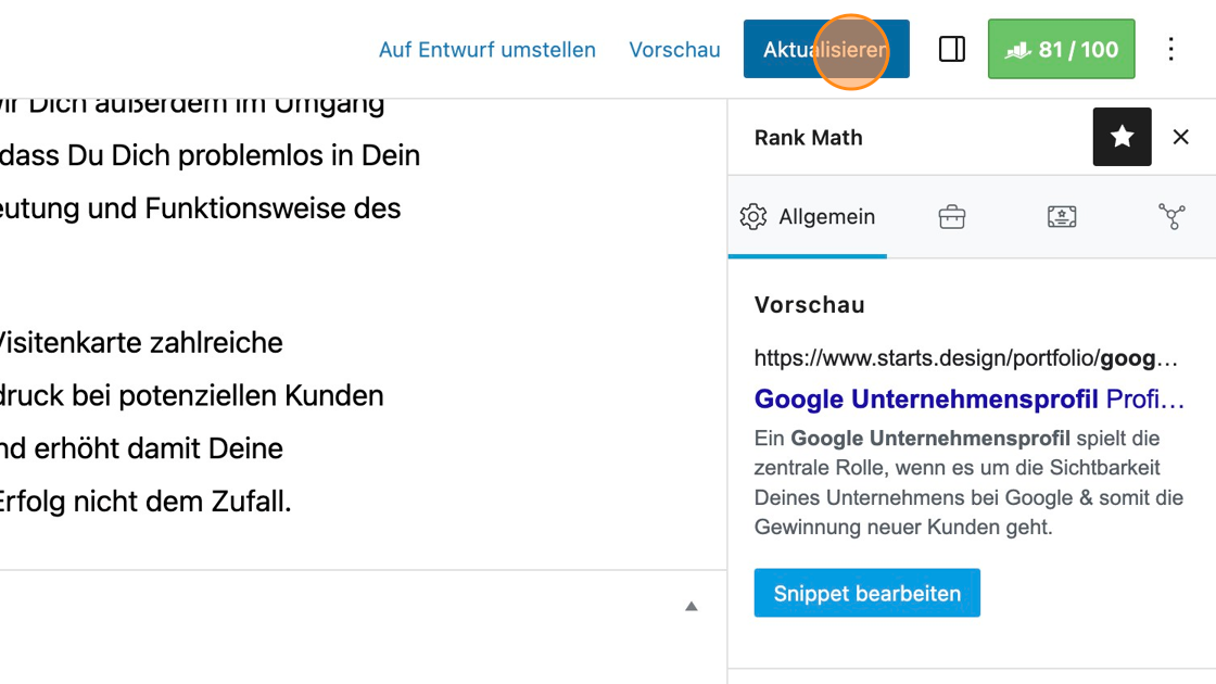 Screenshot of: Klicke am Ende auf "Aktualisieren".