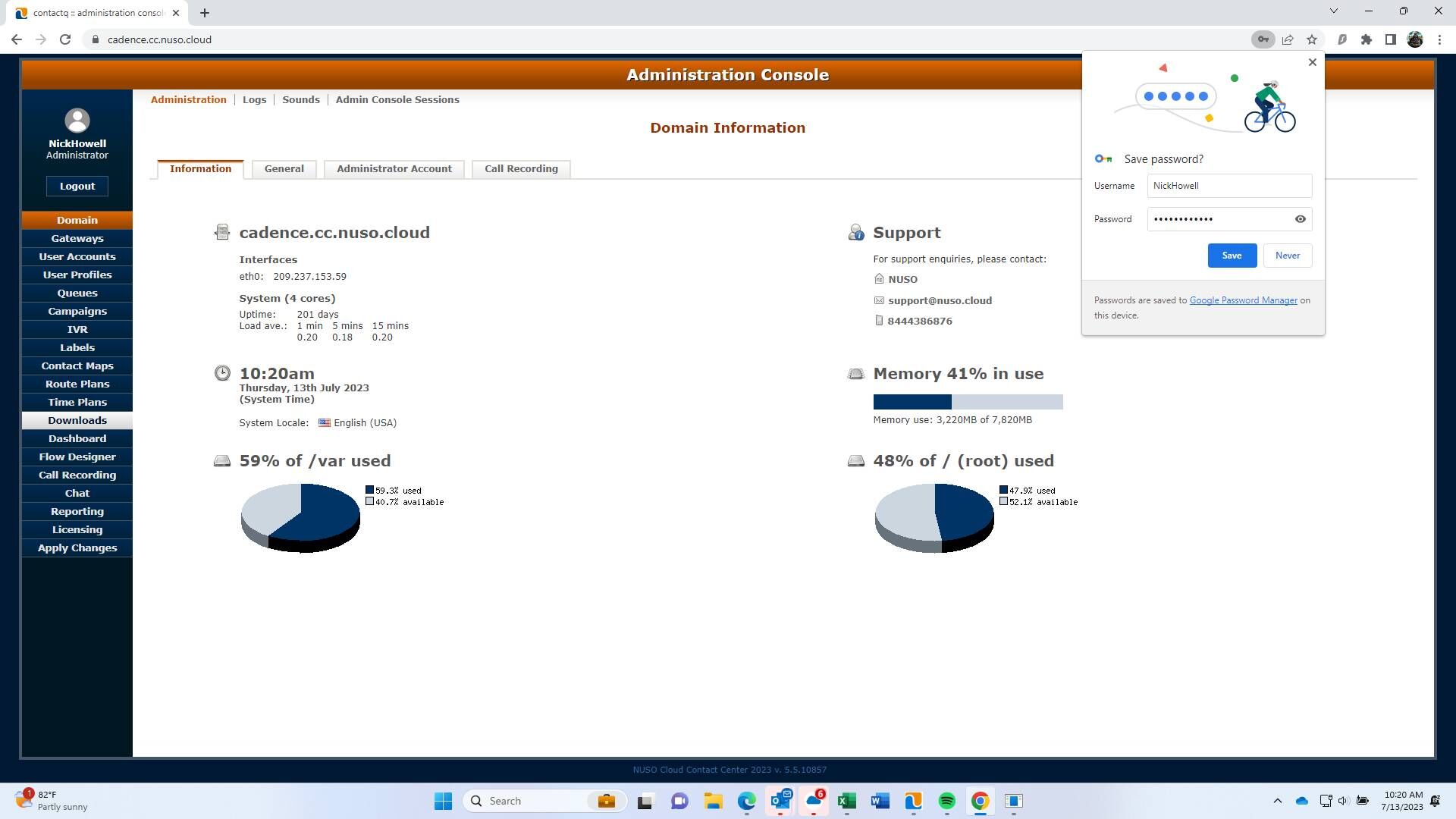 Screenshot of: Click "Downloads"