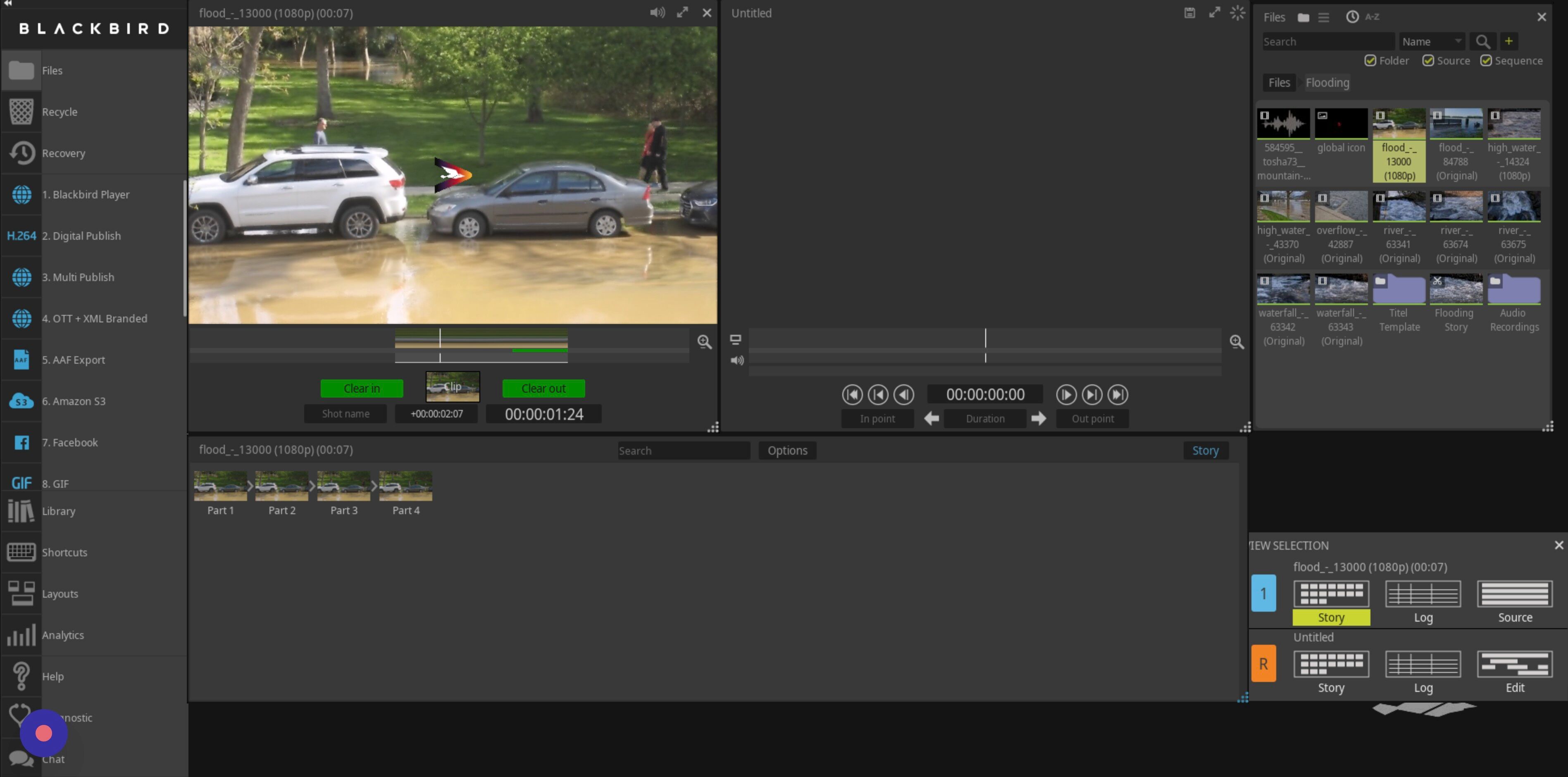Screenshot of: ...Story Mode allows you to see your logged clips. 
