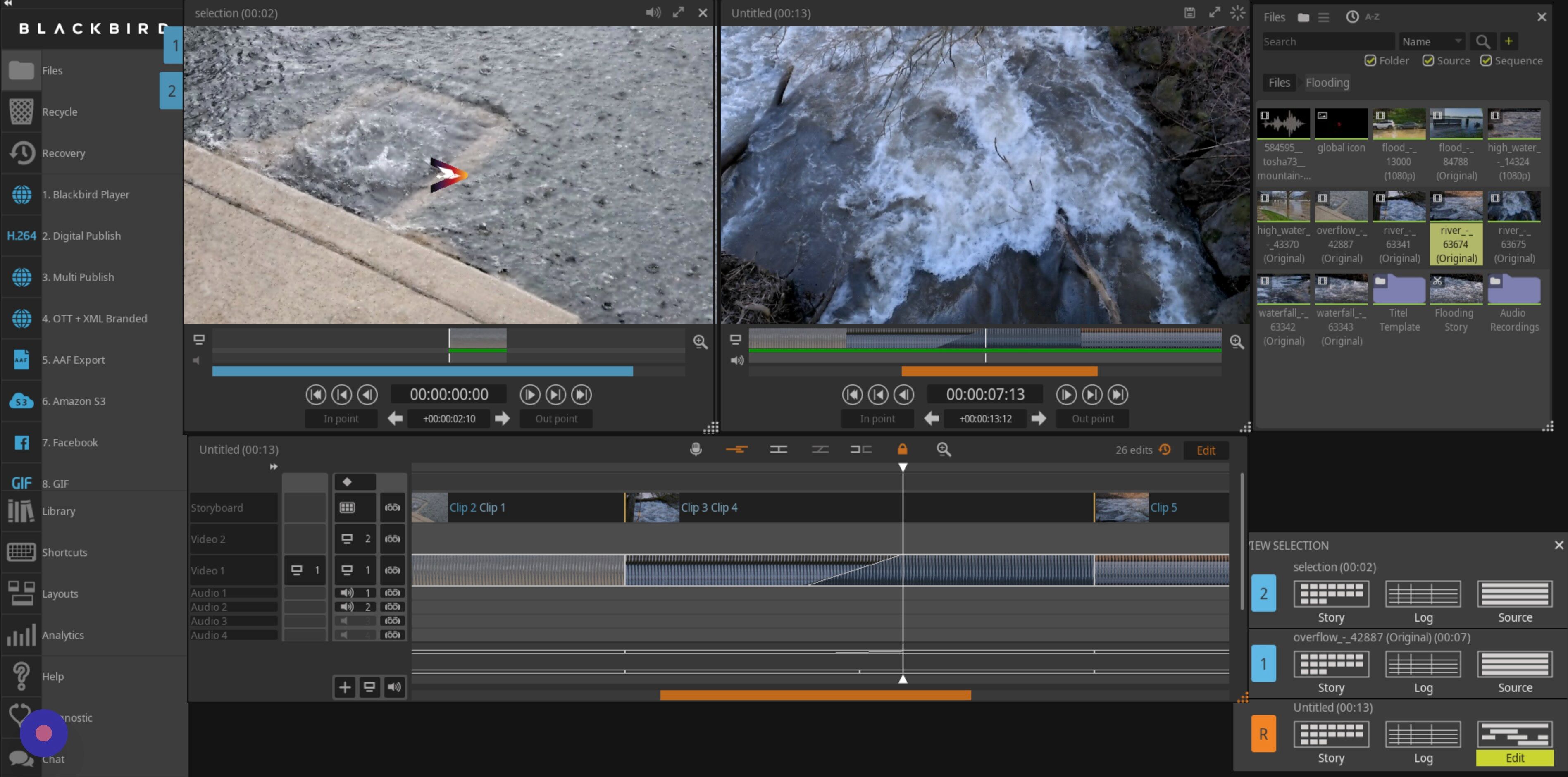 Screenshot of: If two clips are joined by a crossfade, they will be displayed as one Story Icon. 