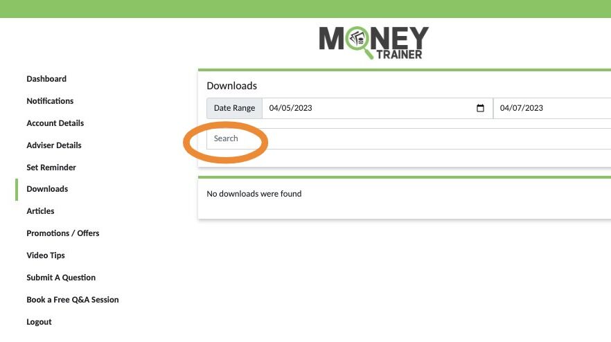 Screenshot of: Your downloaded documents will appear here in date order, most recent at the top.

You can use the search function if you have a large number of documents to locate the one you want easier.