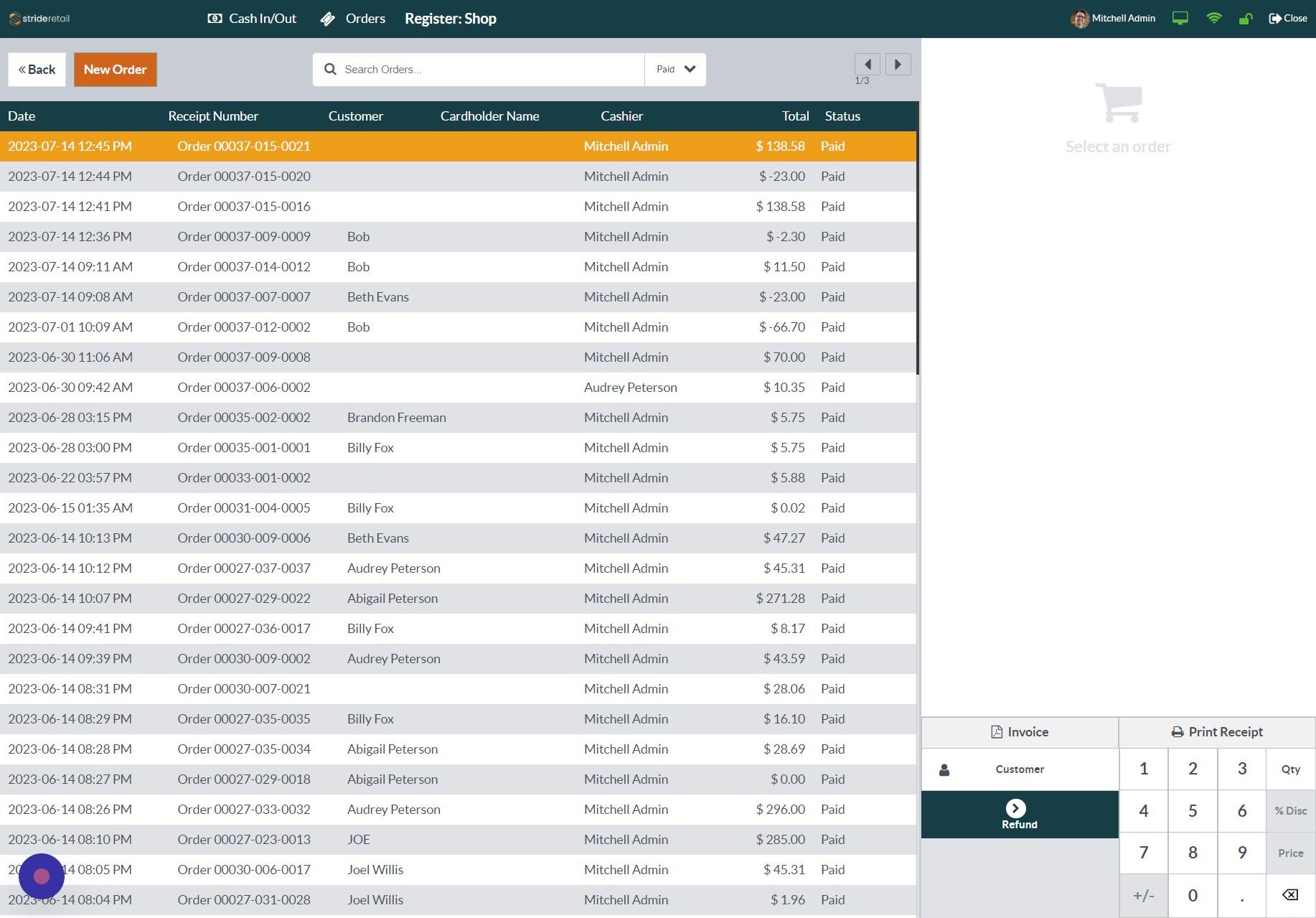 Screenshot of: Scan the receipt or find the original order and select it.