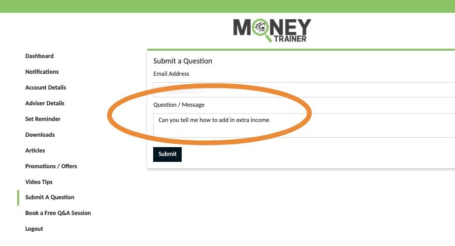 Screenshot of: Your email will auto populate, add your message and click 'Submit' 

A copy is emailed to you also for your records.
