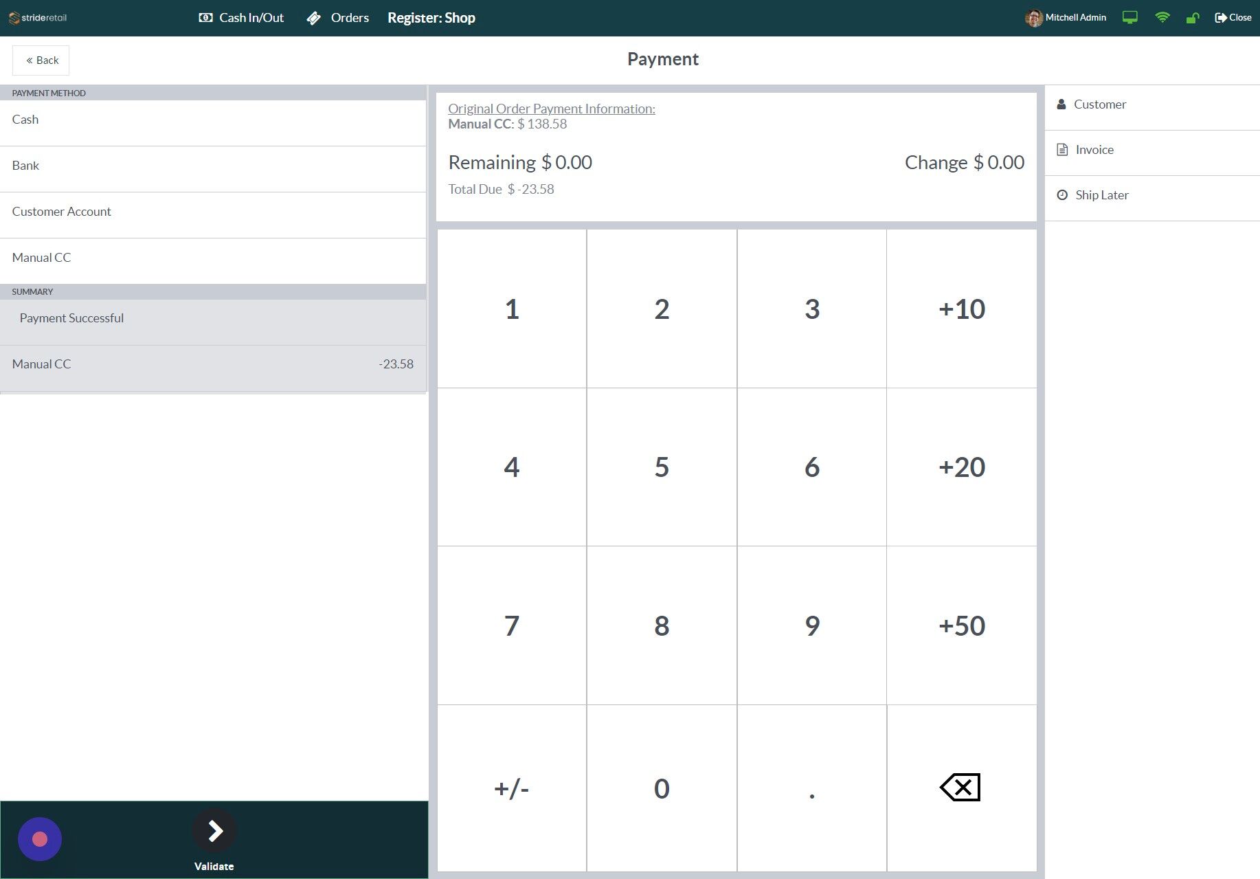 Screenshot of: Click "Validate"