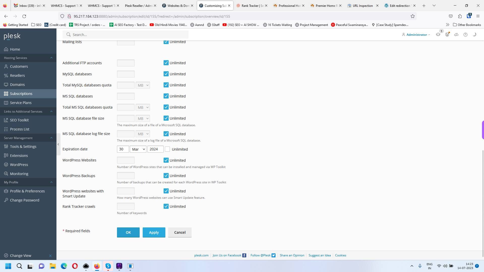 Screenshot of: Scroll down the page at the end of the page, Click "OK"