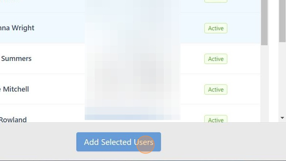 Screenshot of: Select users and click "Add Selected Users".