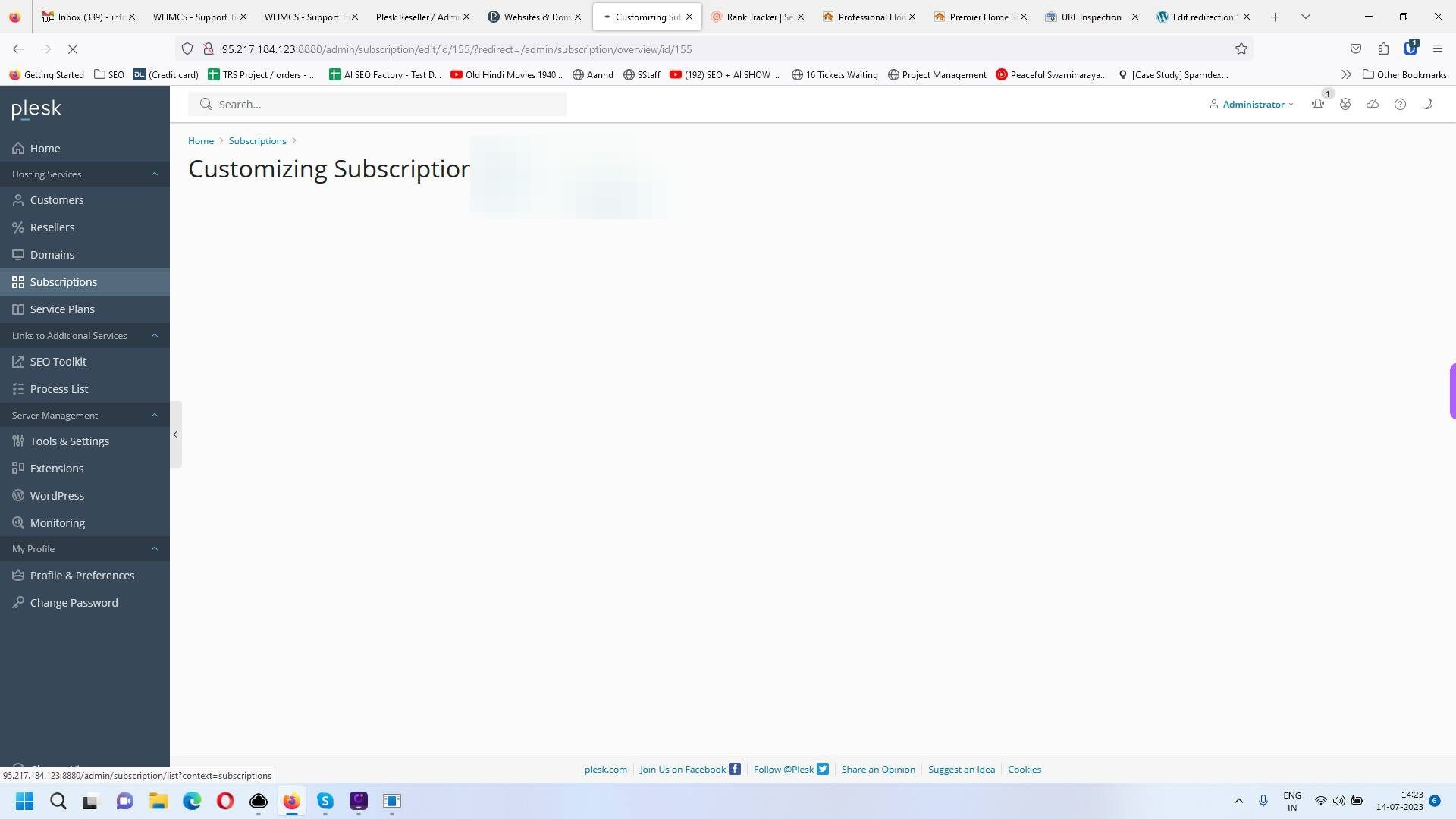 Screenshot of: Click "Subscriptions"